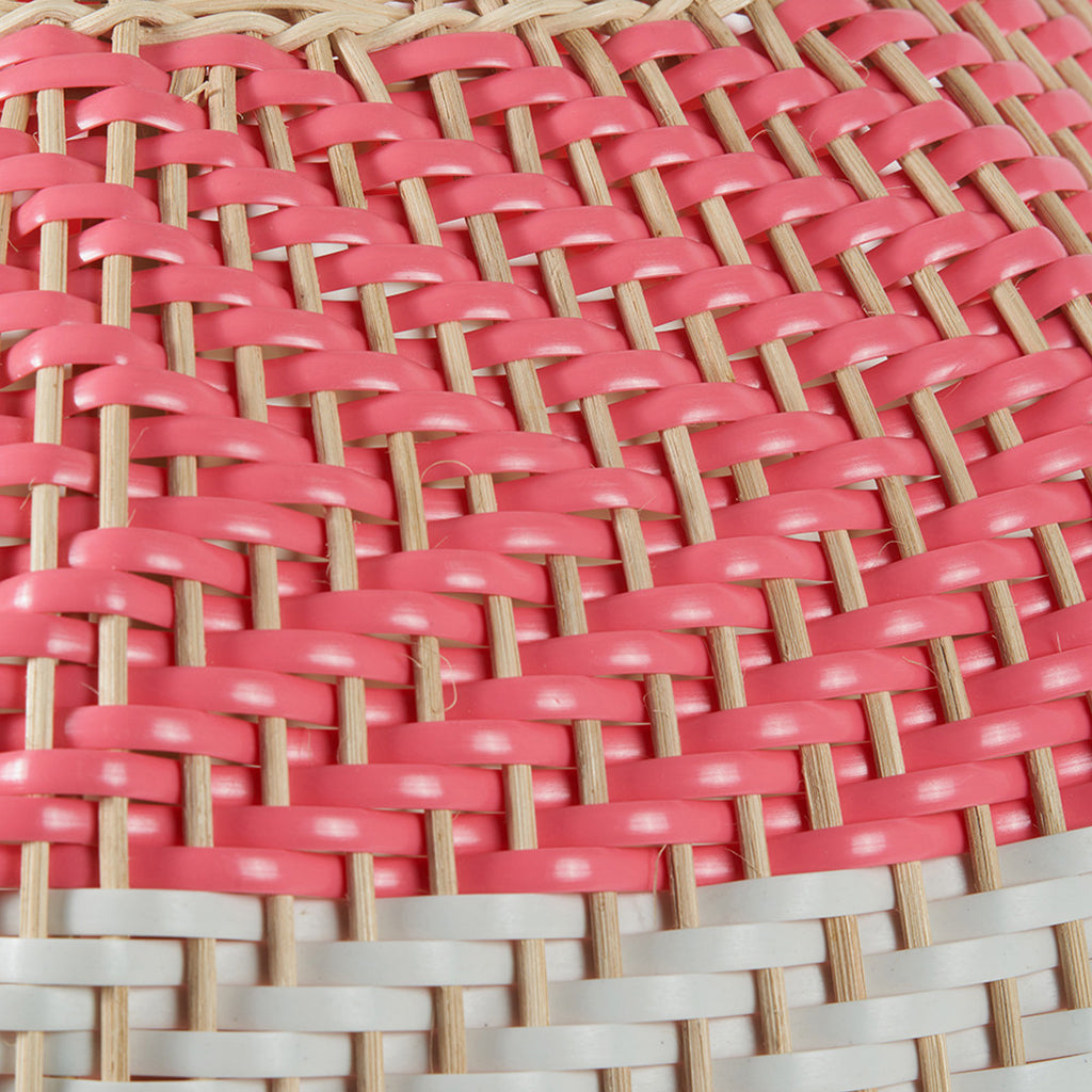 Large Rattan Table Lamp in Pink