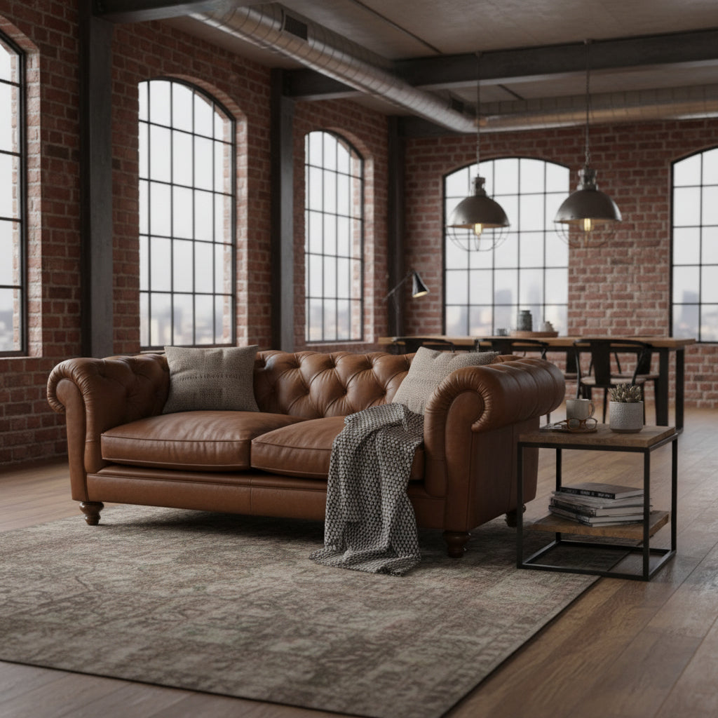 Britannia Leather Sofa in Gold