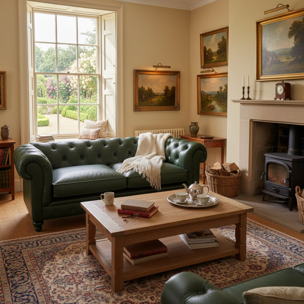 Britannia Leather Sofa in Green