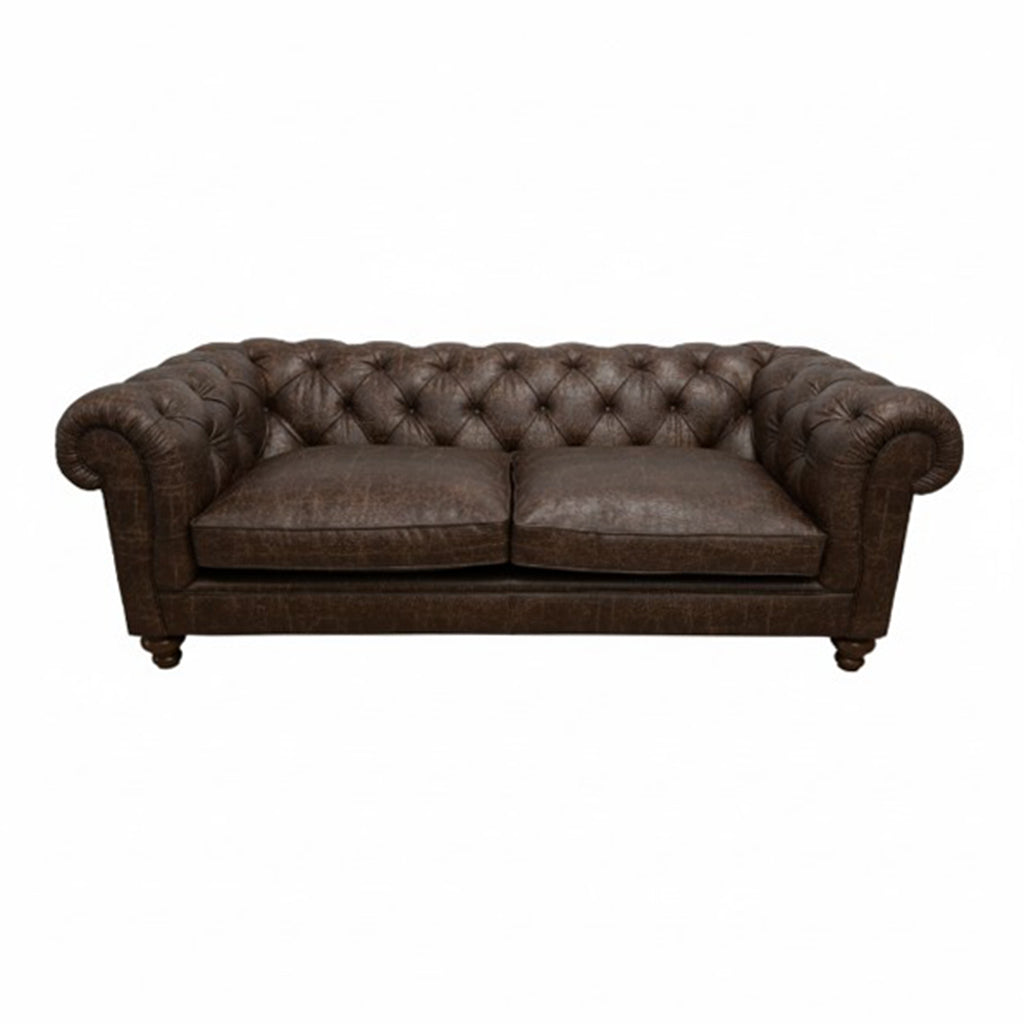 Britannia Rubbed Leather Sofa in Brown