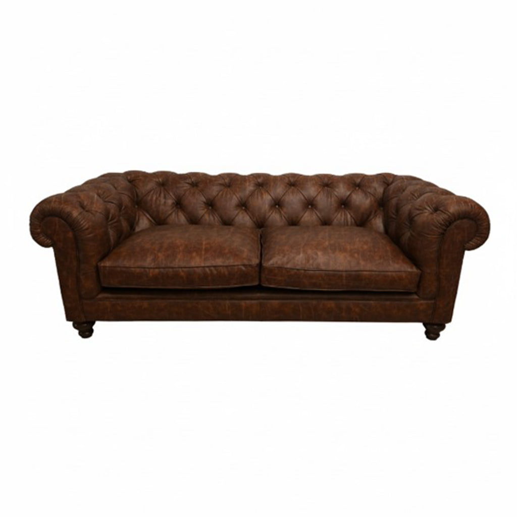Britannia Rubbed Leather Sofa in Gold