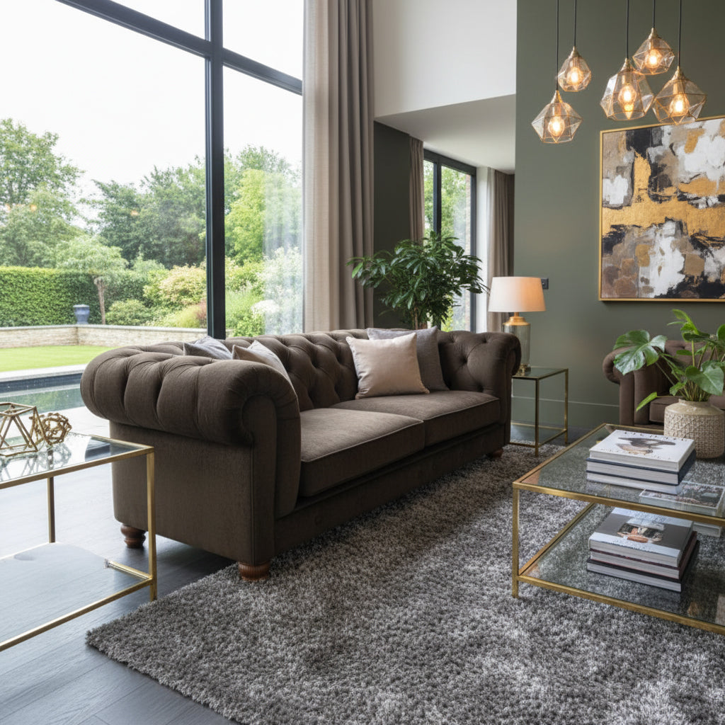 Britannia Velvet Sofa in Chocolate