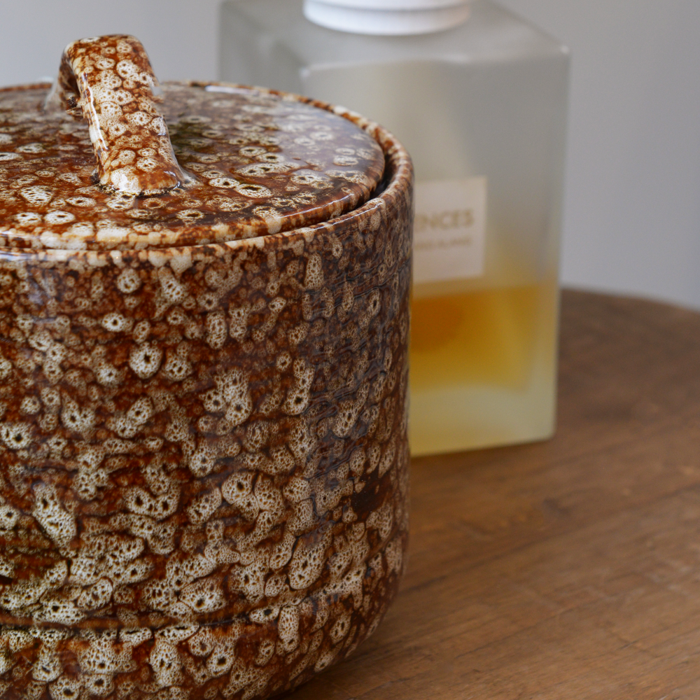 Mottled Brown Lidded Pot