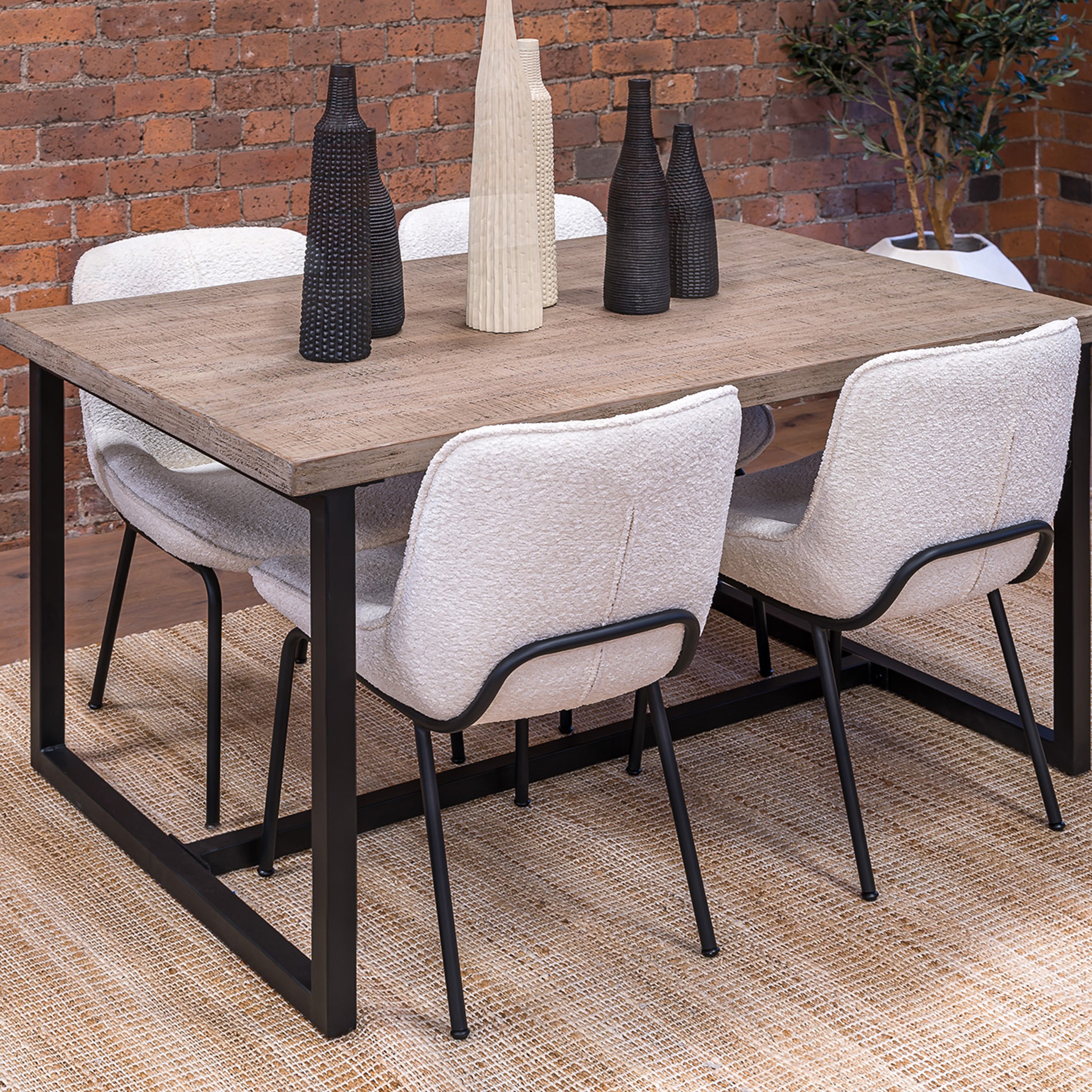 Brunswick Dining Chair in Boucle White