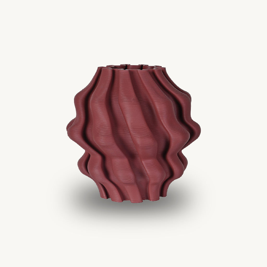 Burgundy 3D Effect Printed Vase