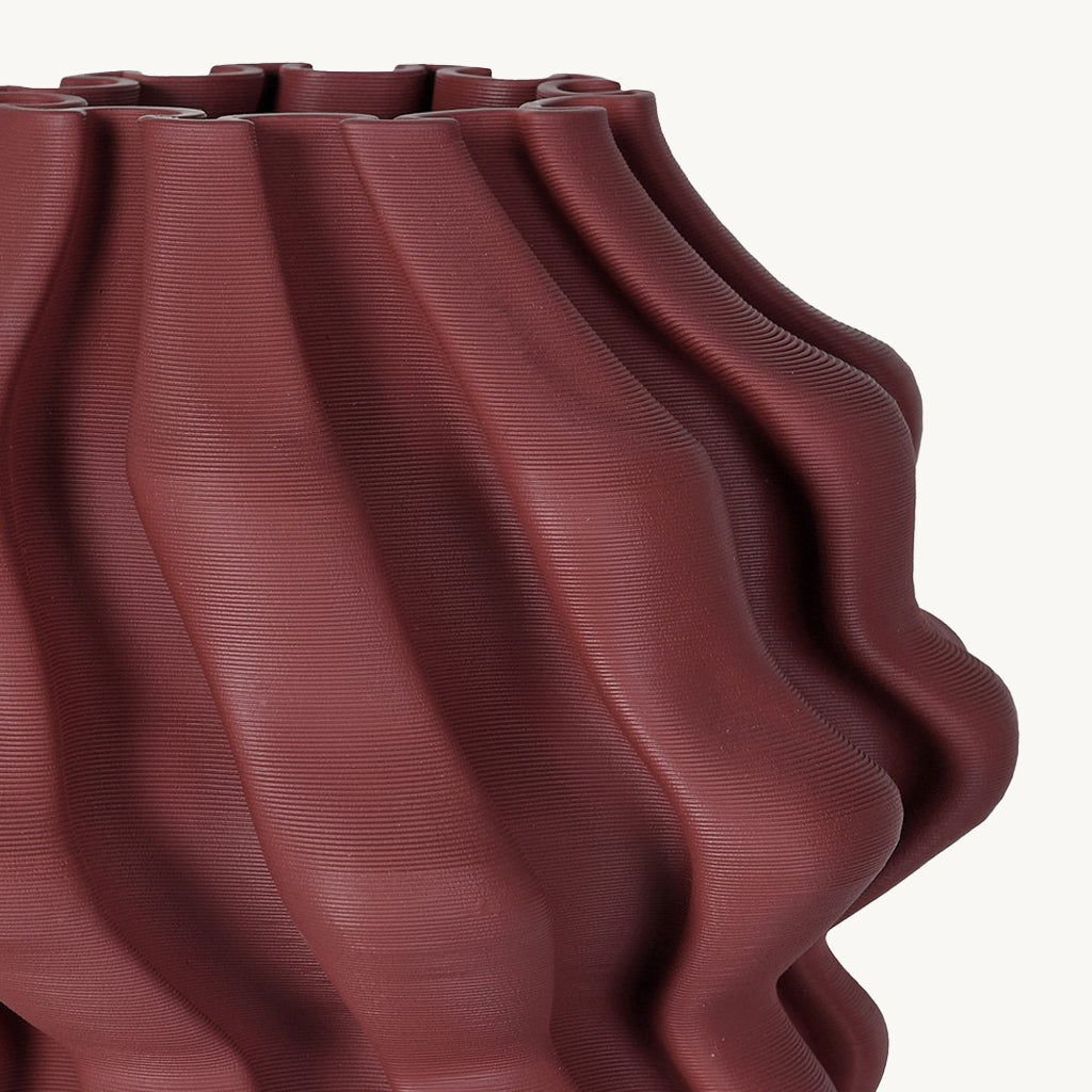 Burgundy 3D Effect Printed Vase