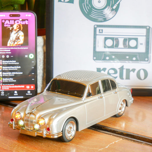 Classic Jaguar MK11 Car Bluetooth Speaker Radio in Silver