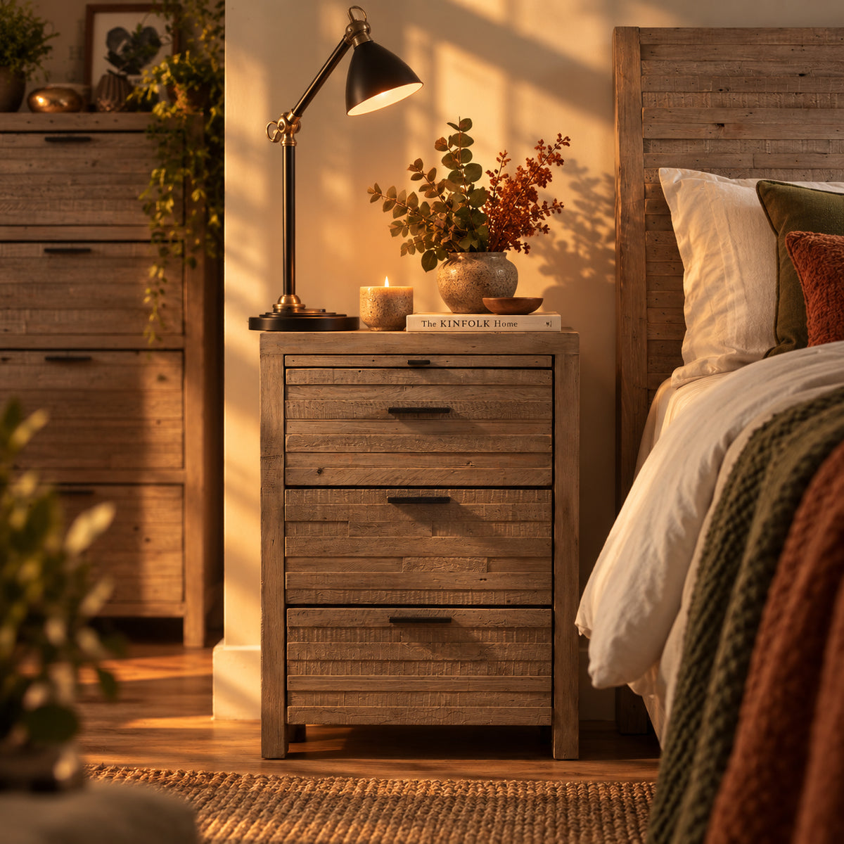 Camia Grey 3 Drawer Bedside Cabinet