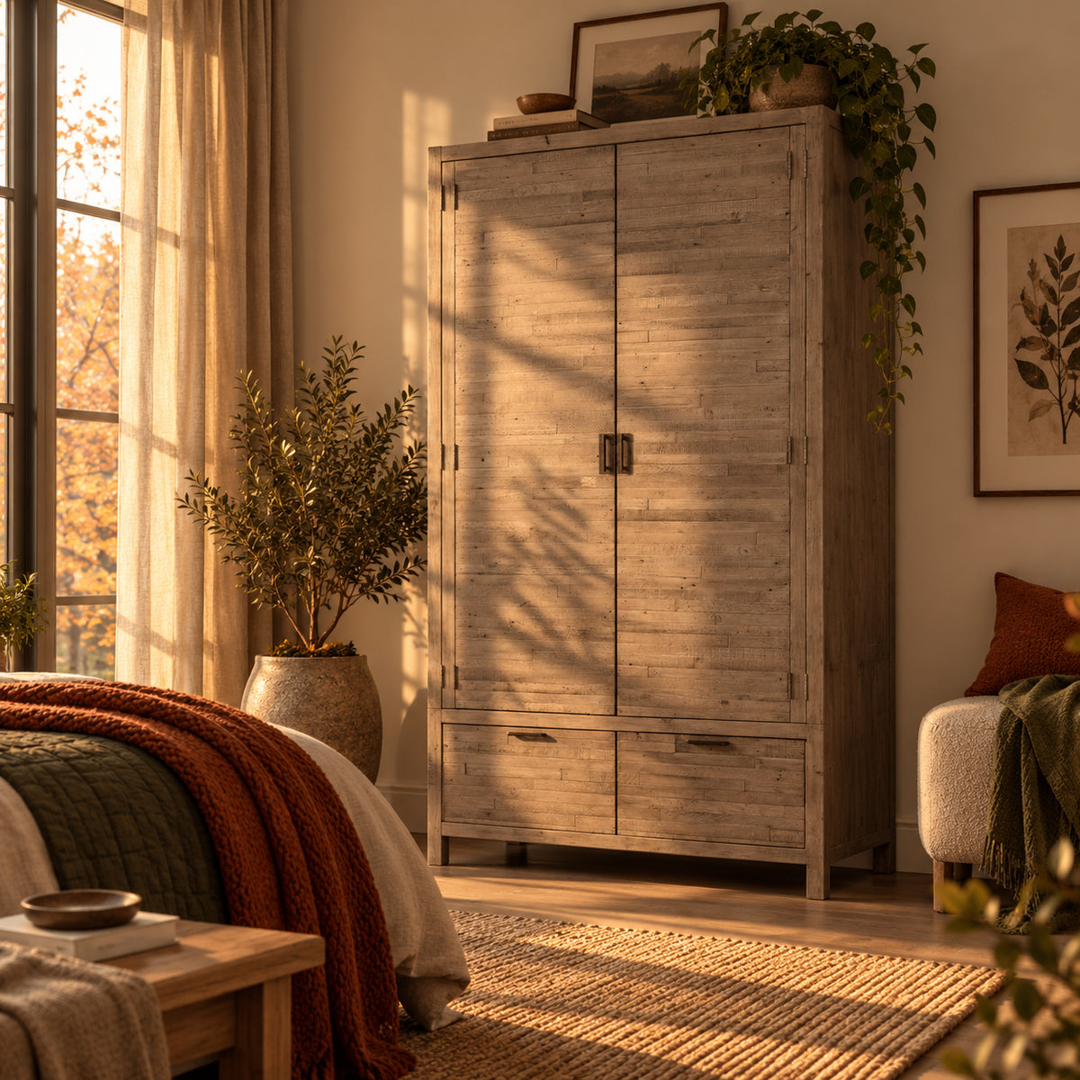 Camia Grey Double Wardrobe