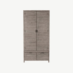 Reclaimed timber double wardrobe in light grey teak finish
