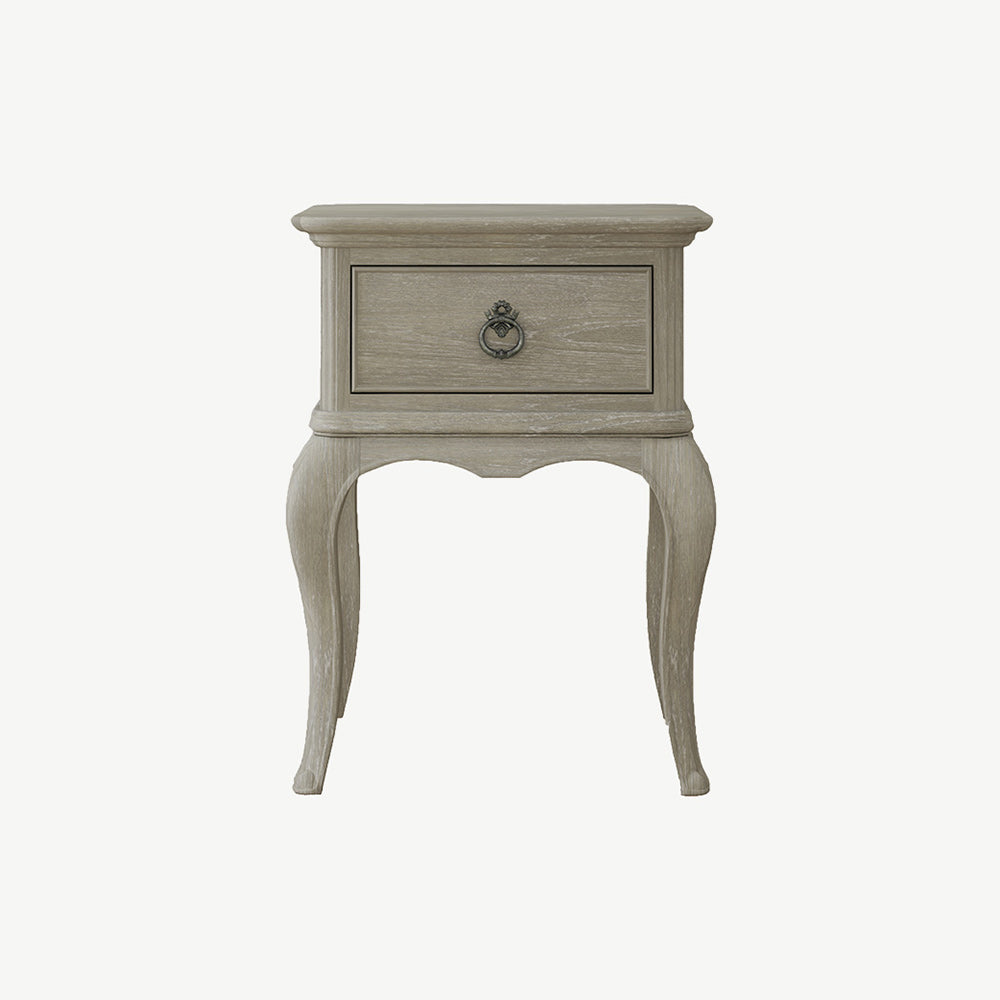 Solid oak bedside cabinet in soft antique finish   
