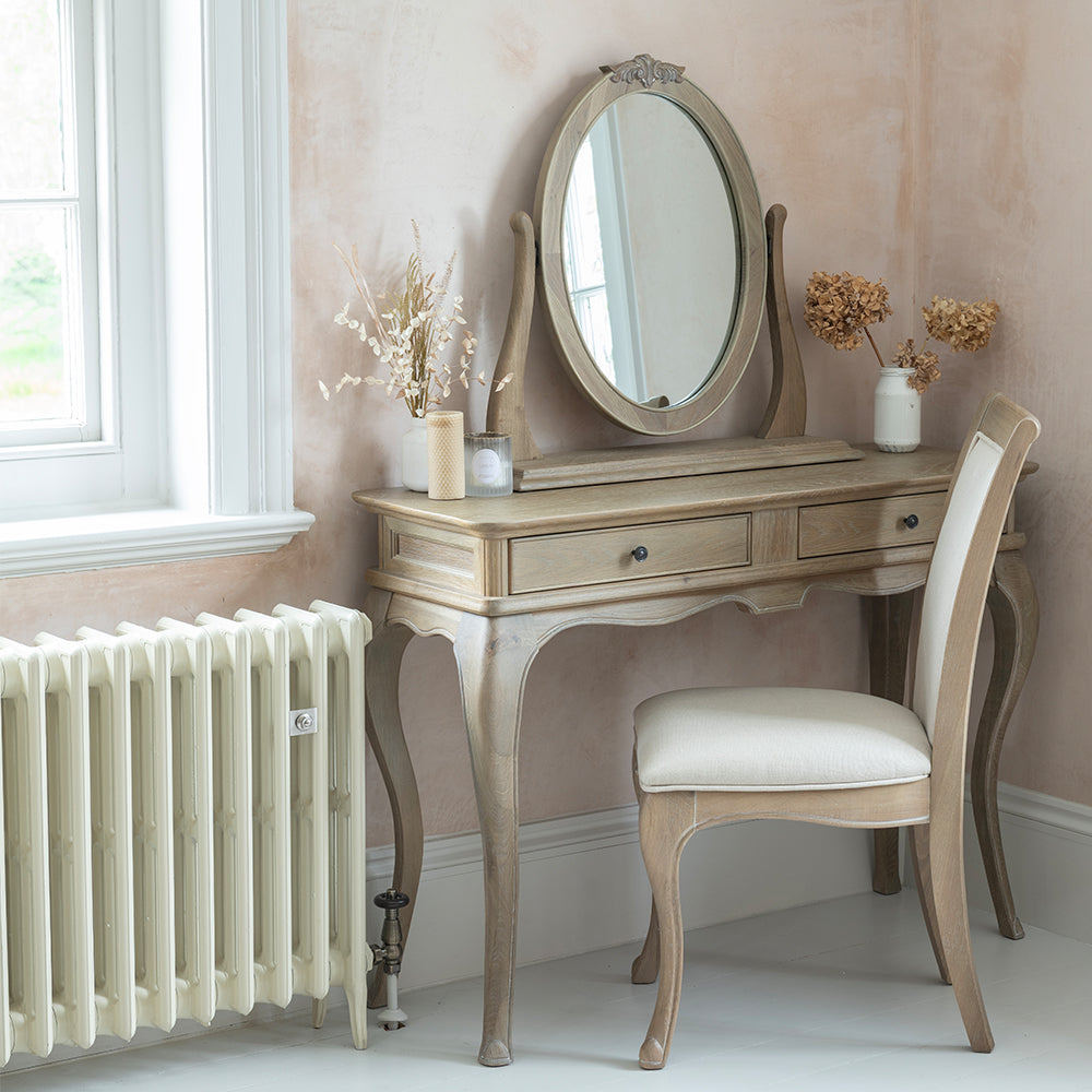 Solid oak dressing table in soft antique finish
