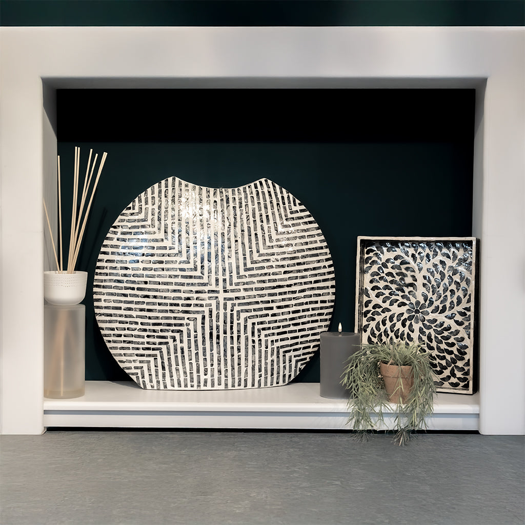 Smoke Capiz Mosaic Vase