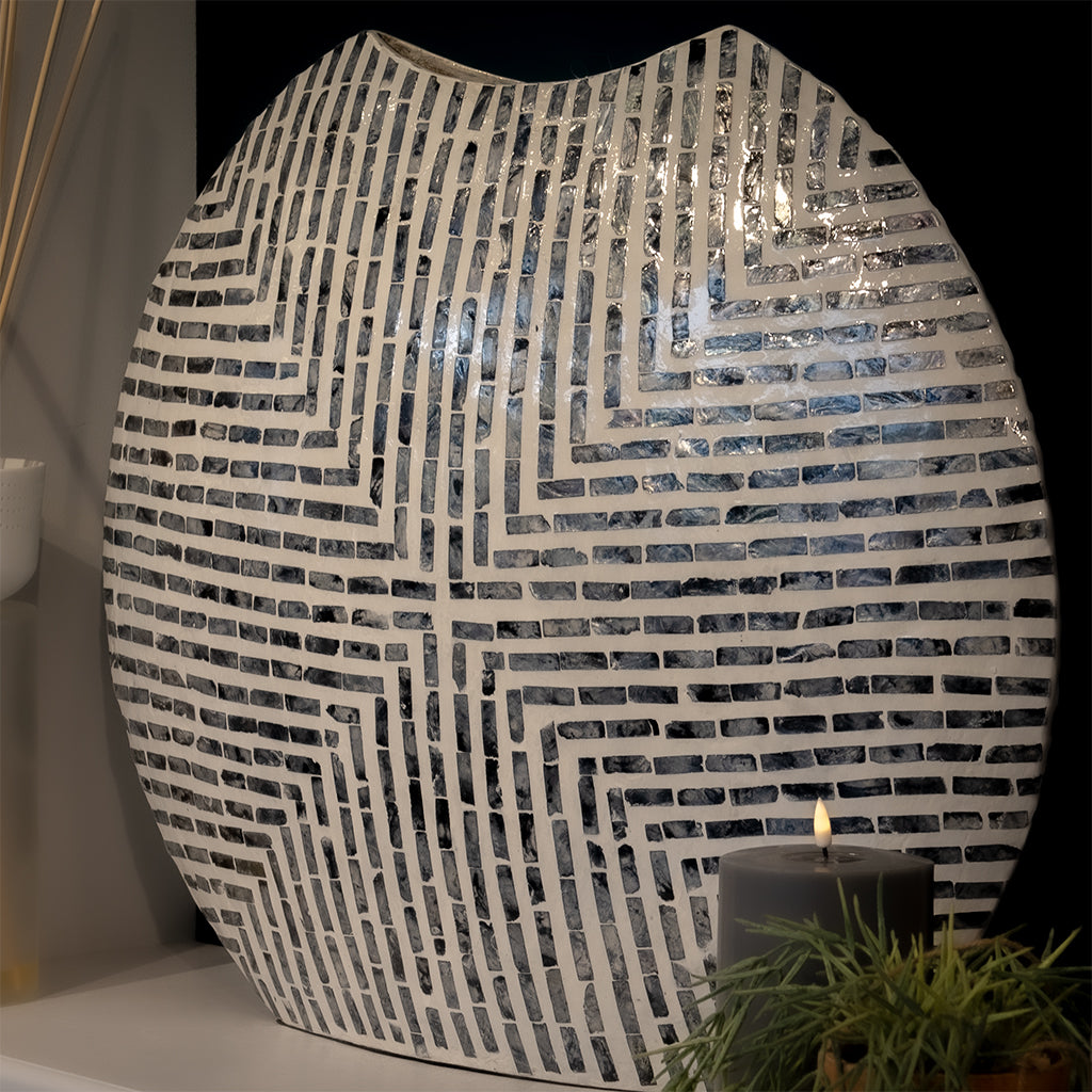 Smoke Capiz Mosaic Vase