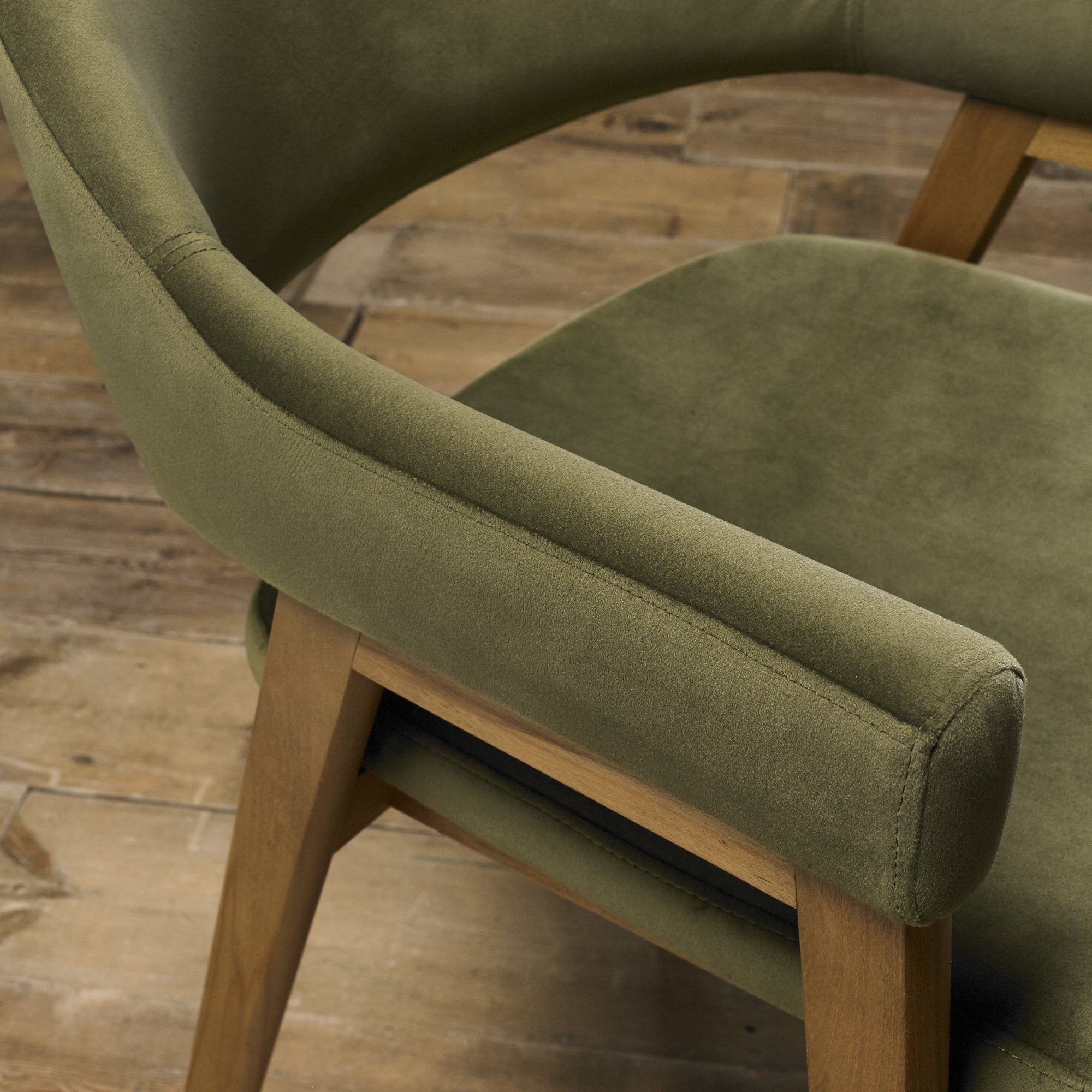 Highgate Rustic Oak Armchair in Cedar Velvet