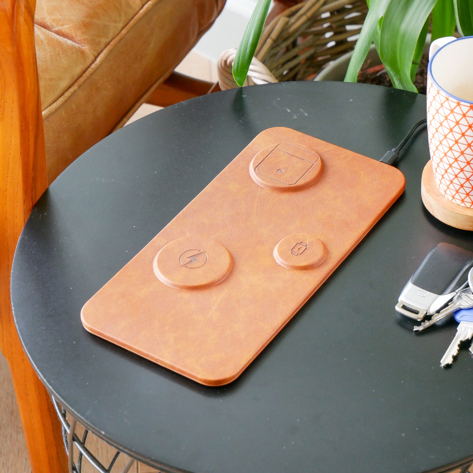 3 in 1 Wireless Charging Pad in Brown