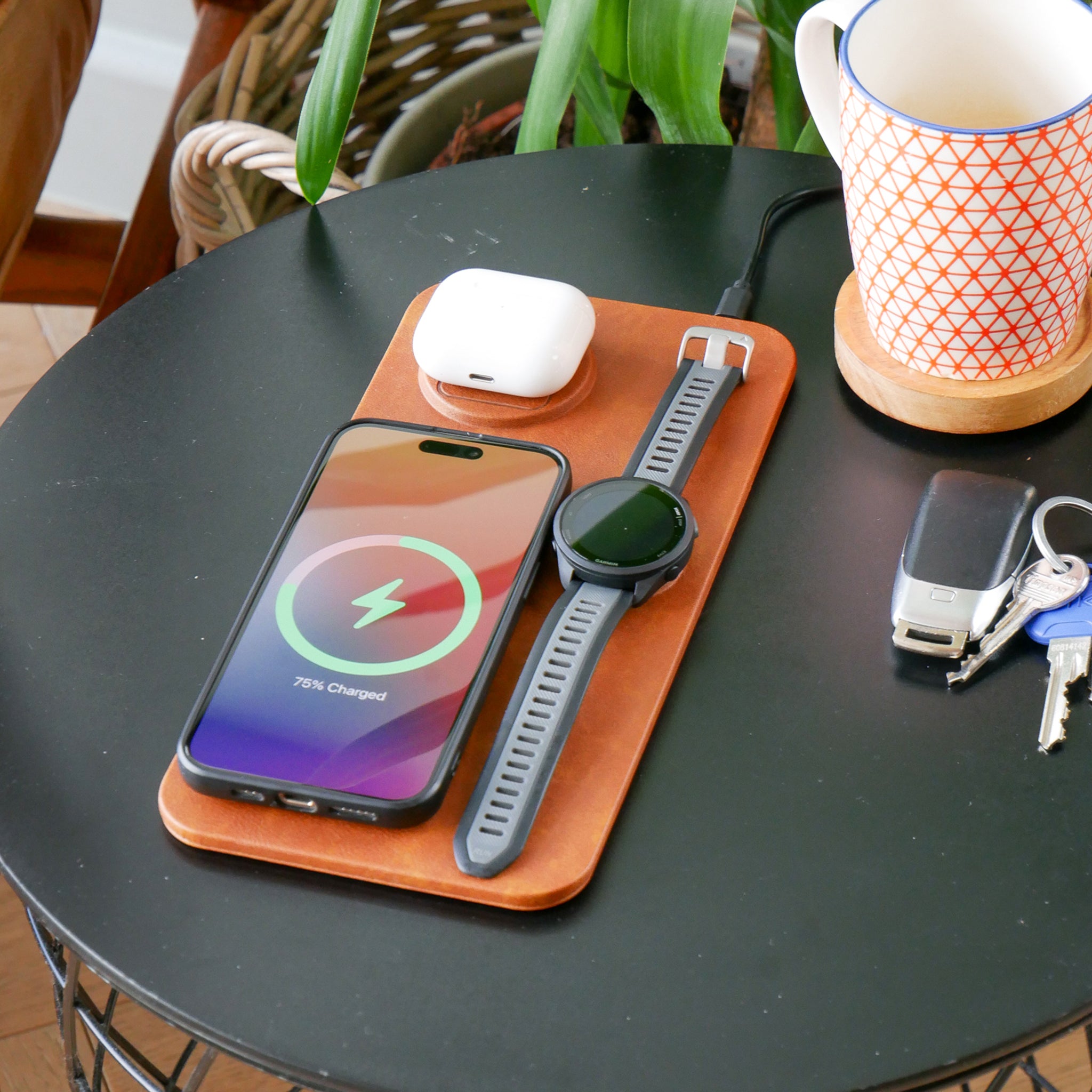 3 in 1 Wireless Charging Pad in Brown