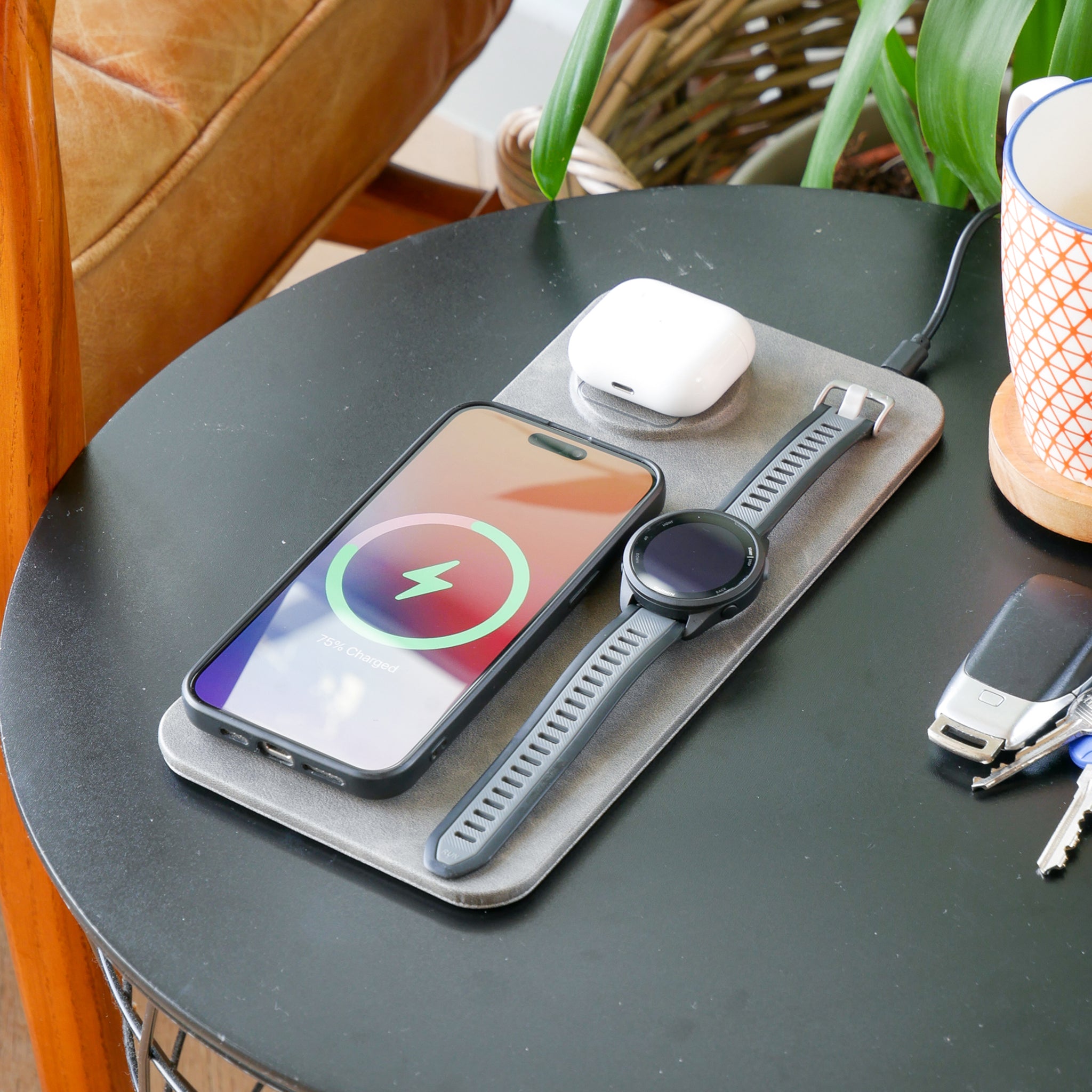 3 in 1 Wireless Charging Pad in Grey