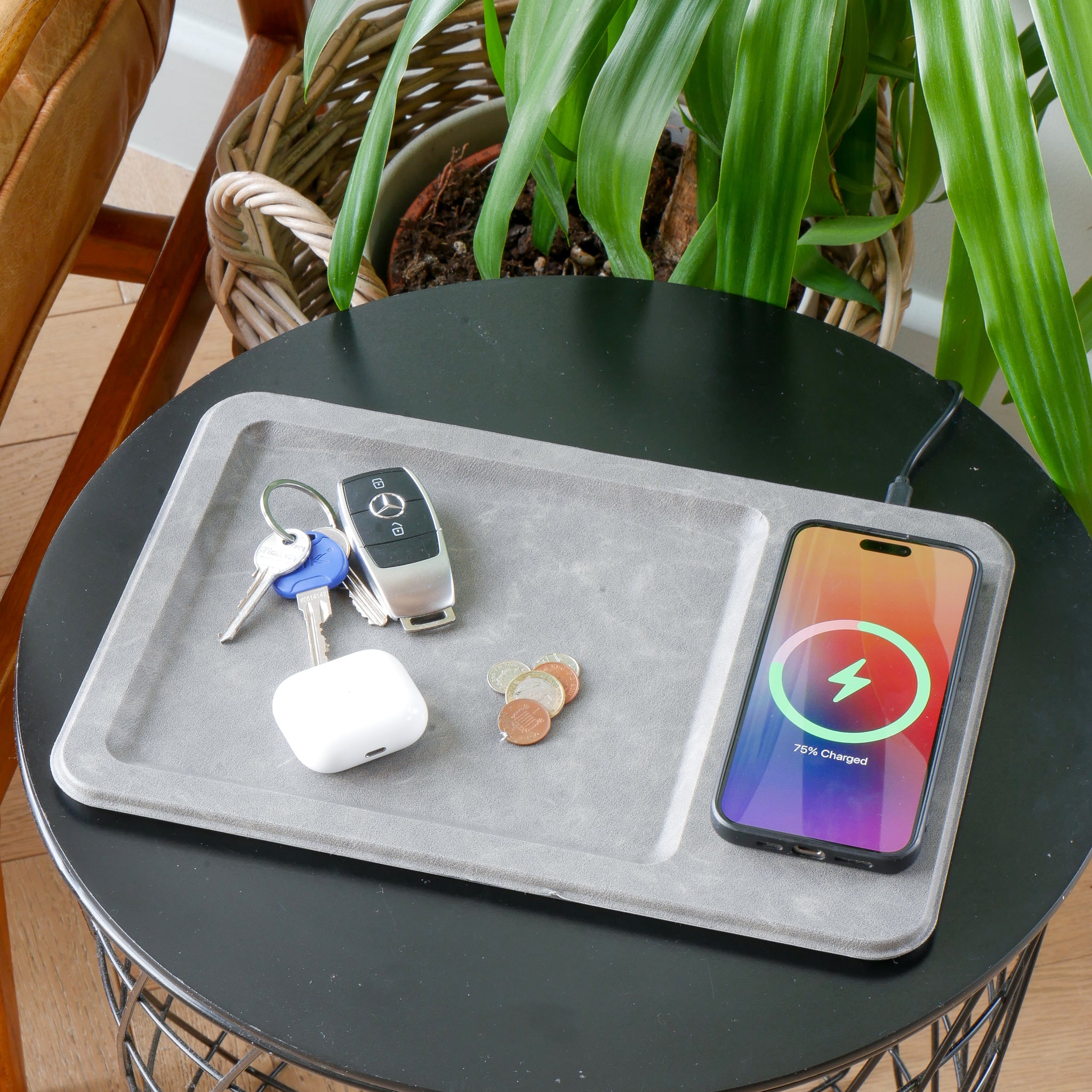 Wireless Charging Tray in Grey