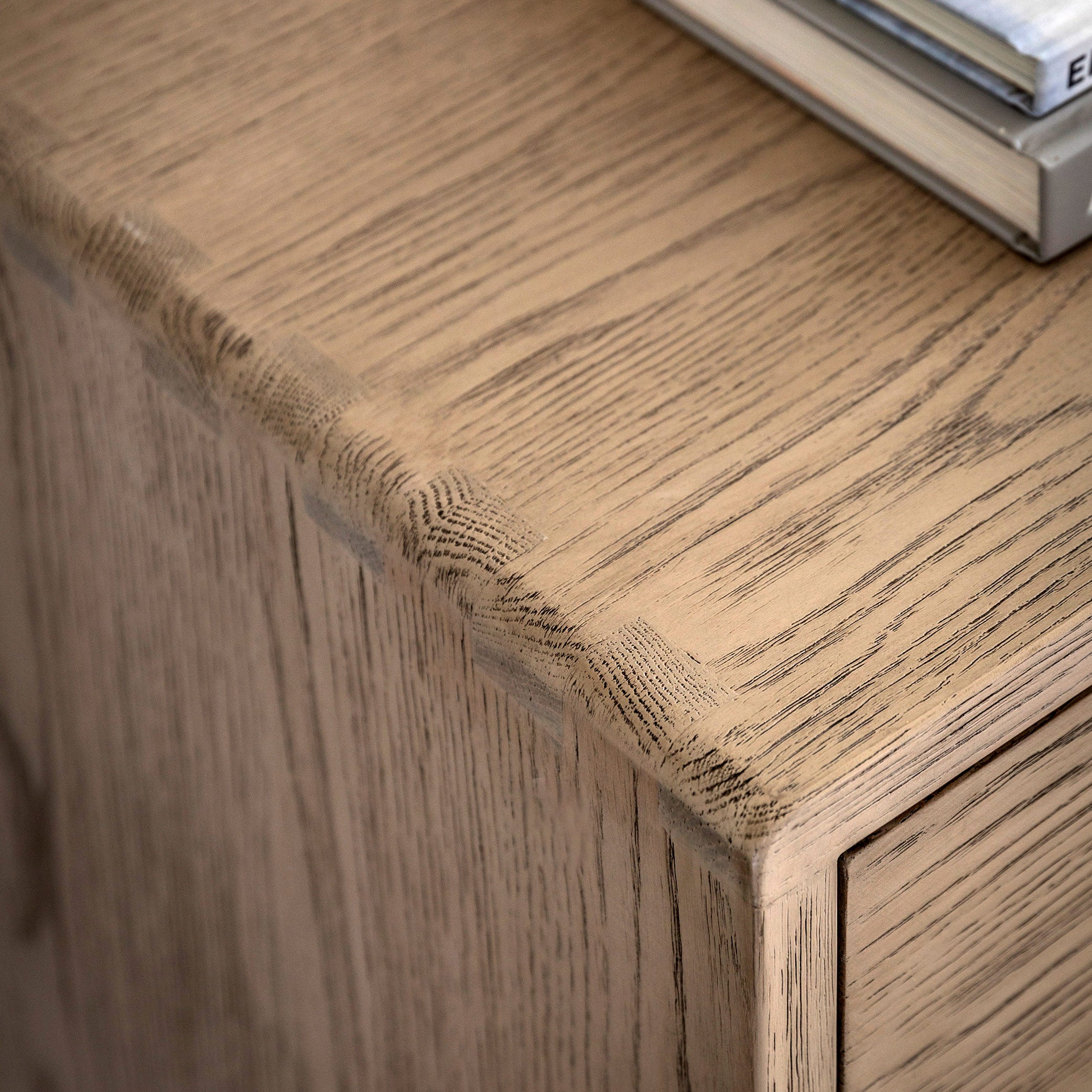 Brown oak veneer sideboard in smoked finish
