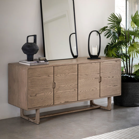 Brown oak veneer sideboard in smoked finish