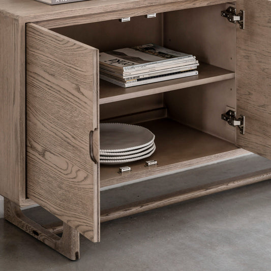 Brown oak veneer sideboard in smoked finish