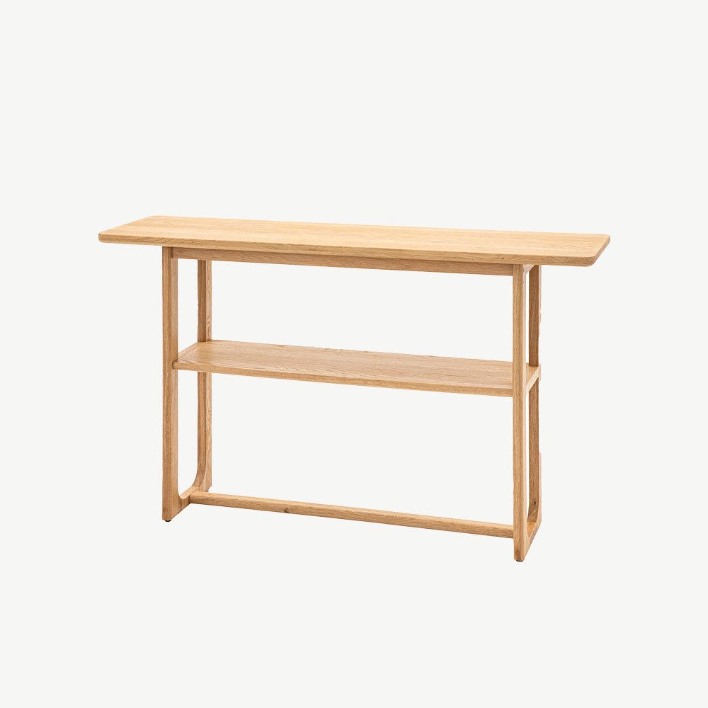 Elegant oak veneer console table in natural finish