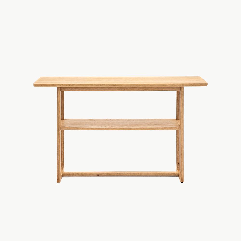 Elegant oak veneer console table in natural finish