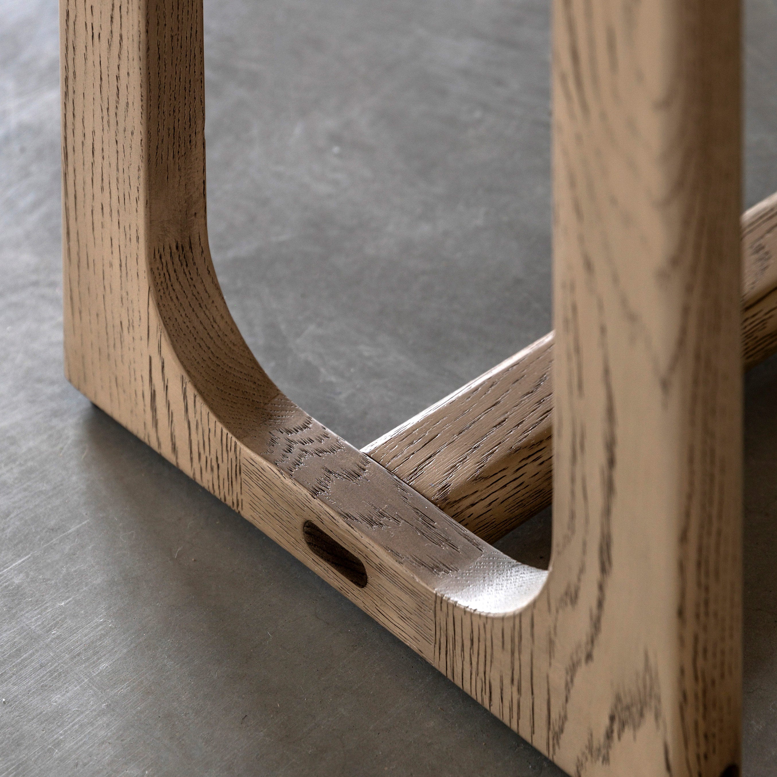 Oak veneer dining bench in smoked oak finish