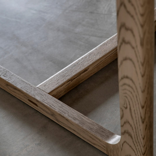 Oak veneer extending dining table in smoked oak finish