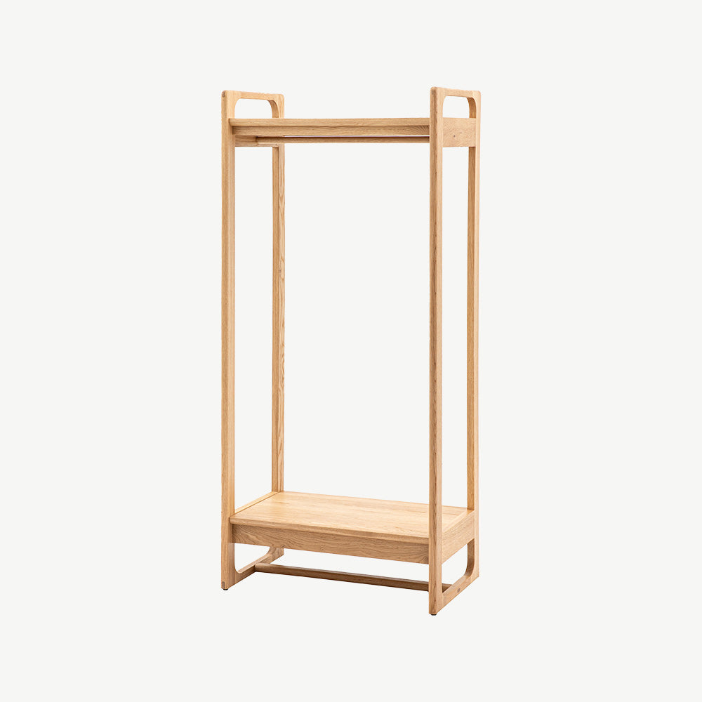 Oak veneer open wardrobe in natural finish