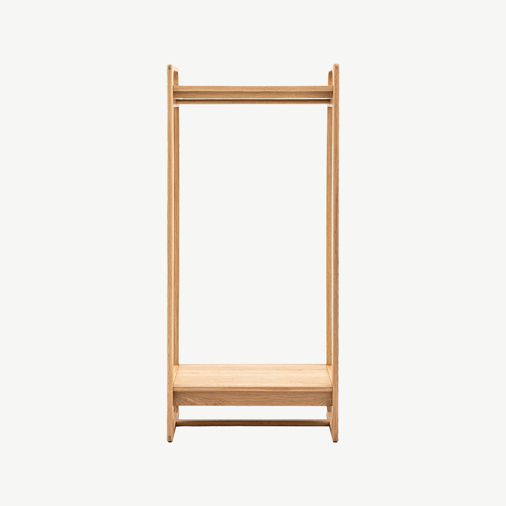 Oak veneer open wardrobe in natural finish