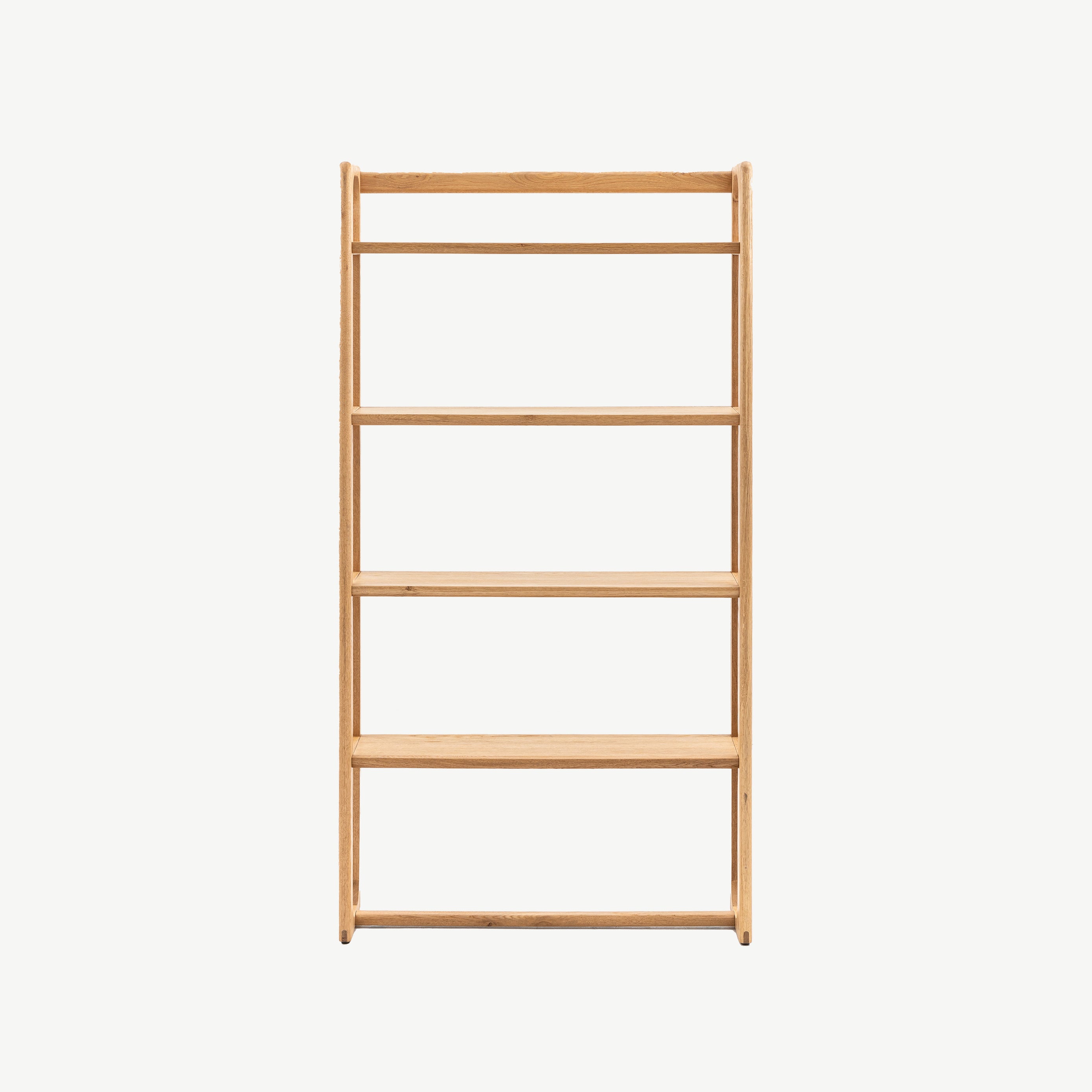 Oak veneer open display unit in natural finish