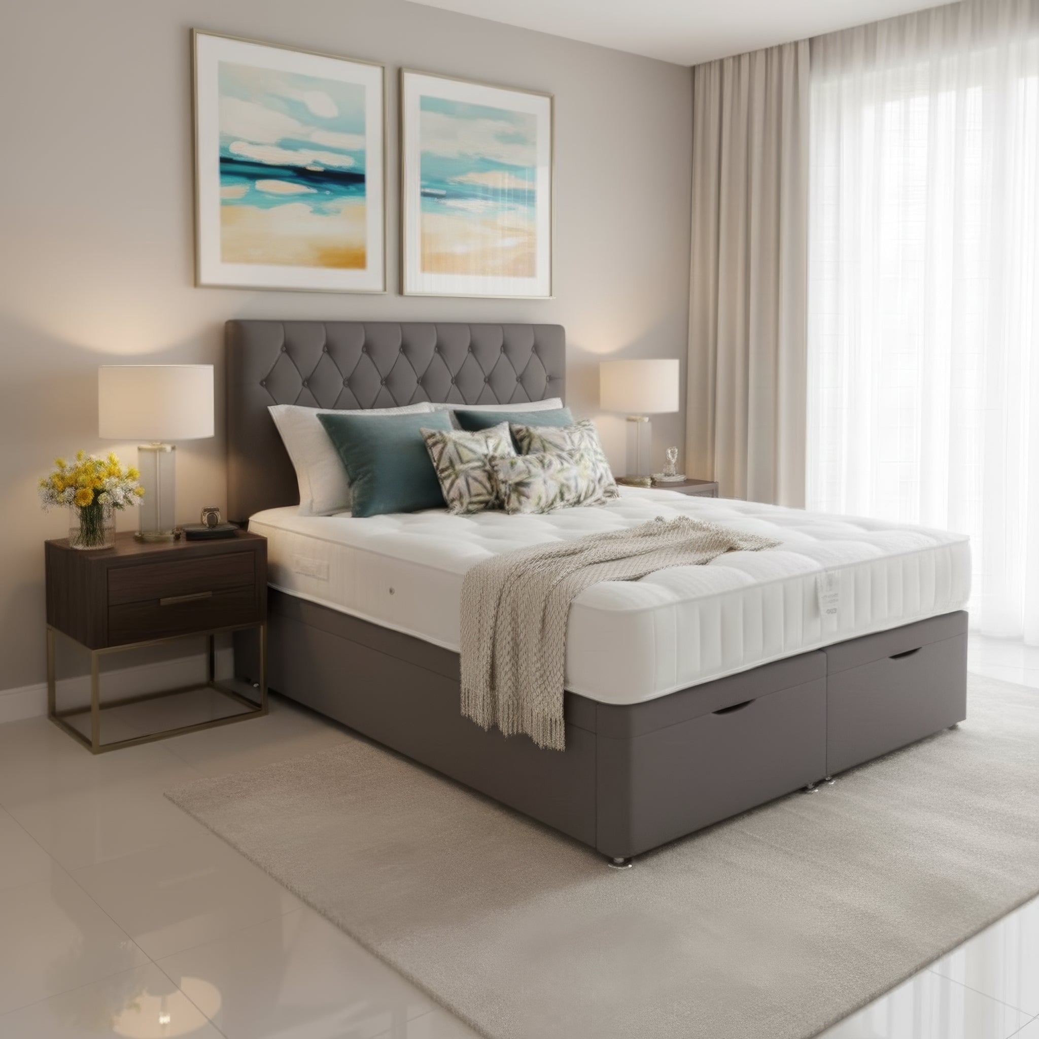 Arighi Bianchi Ottoman Antoinette Bed in Daytona Silver