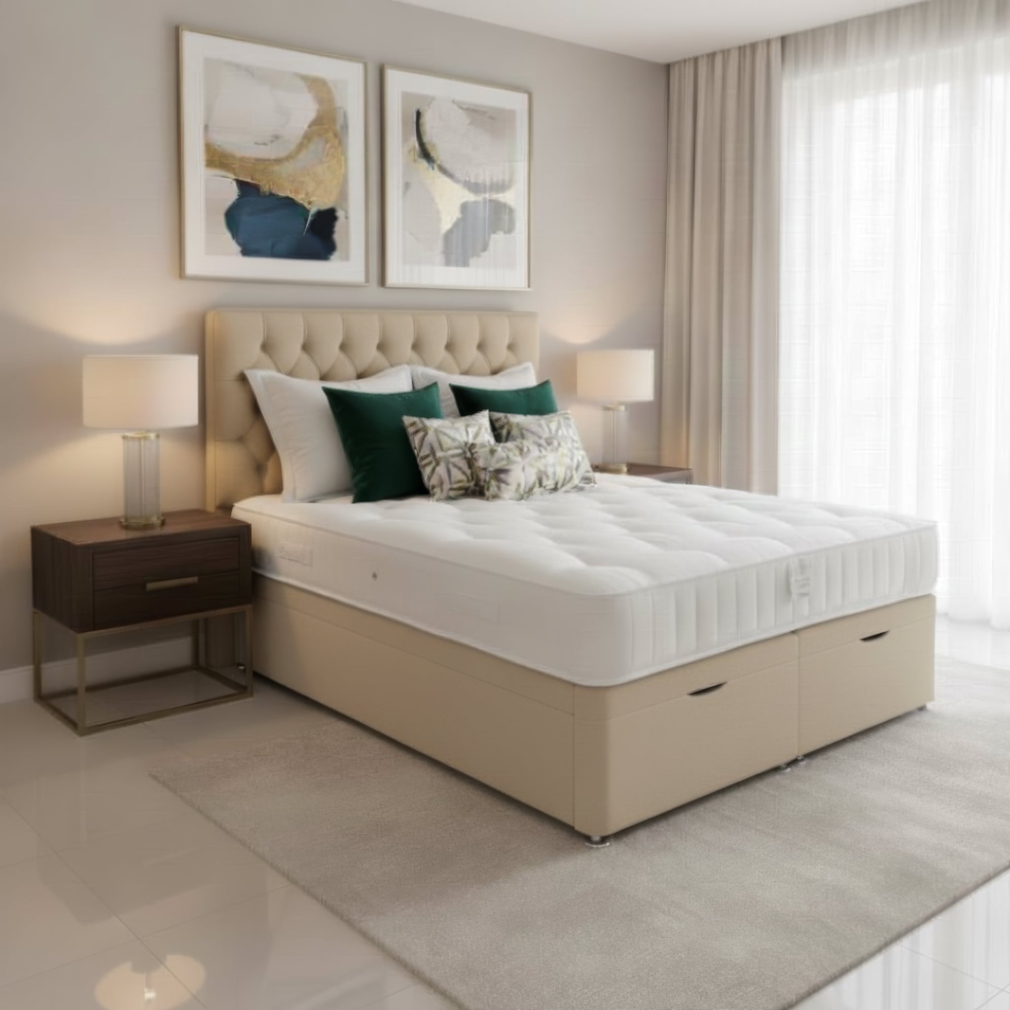 Arighi Bianchi Ottoman Antoinette Bed in Daytona Stone