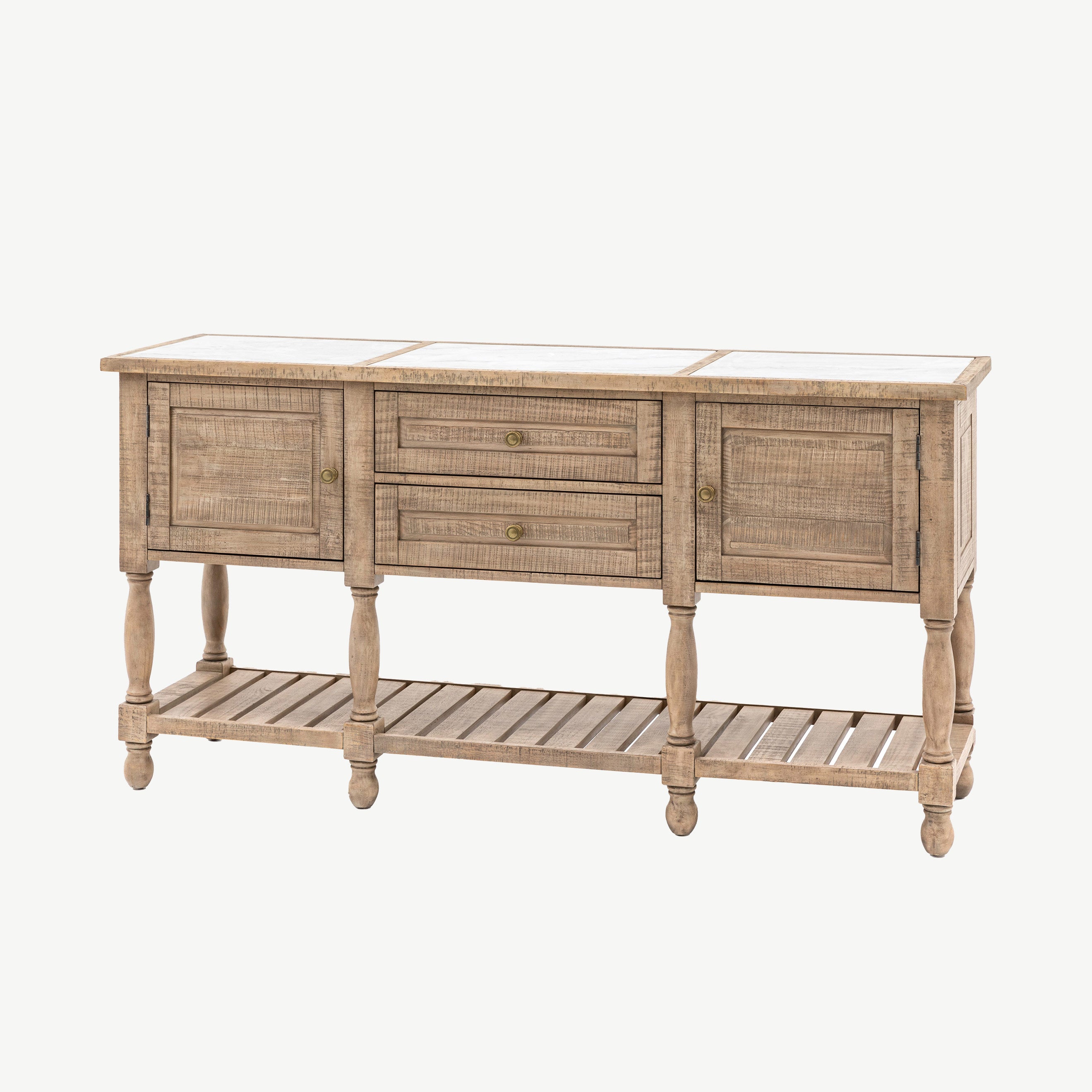 Pine sideboard in natural finish with inset marble top