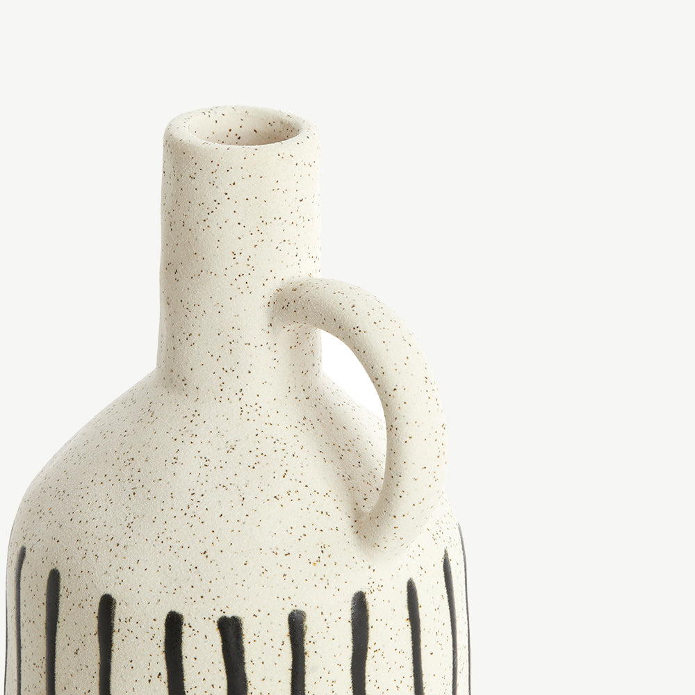 Cream & Black Handled Vase