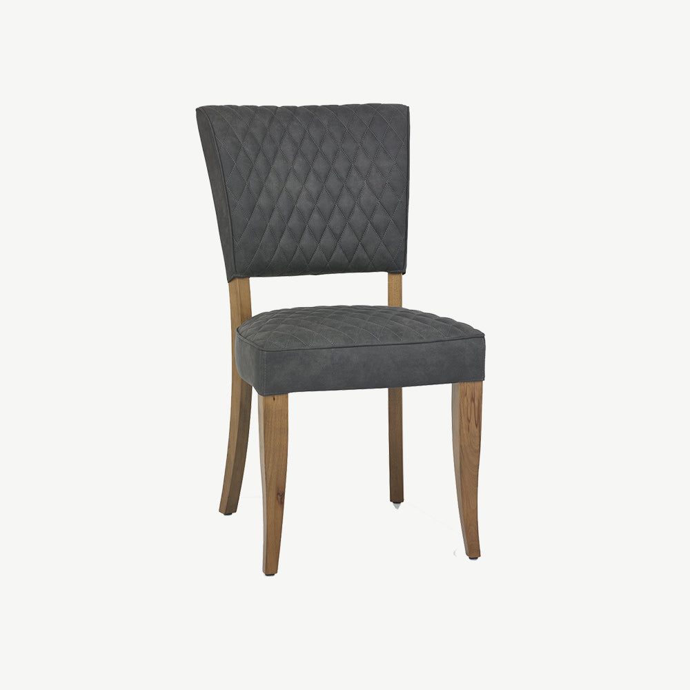 Glendale Rustic Oak Logan Chair In Dark Grey