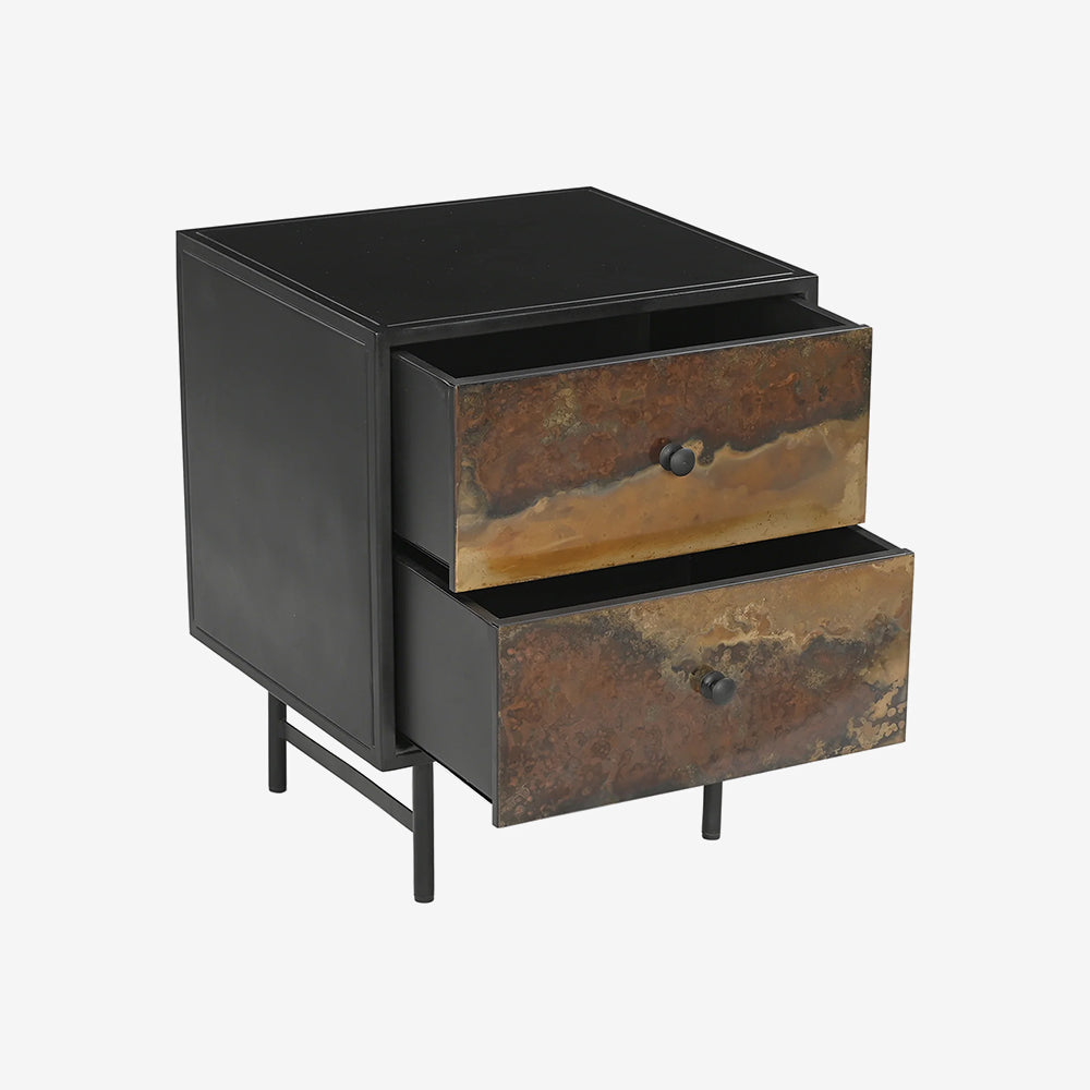 Vita 2 Drawer Iron Side Table