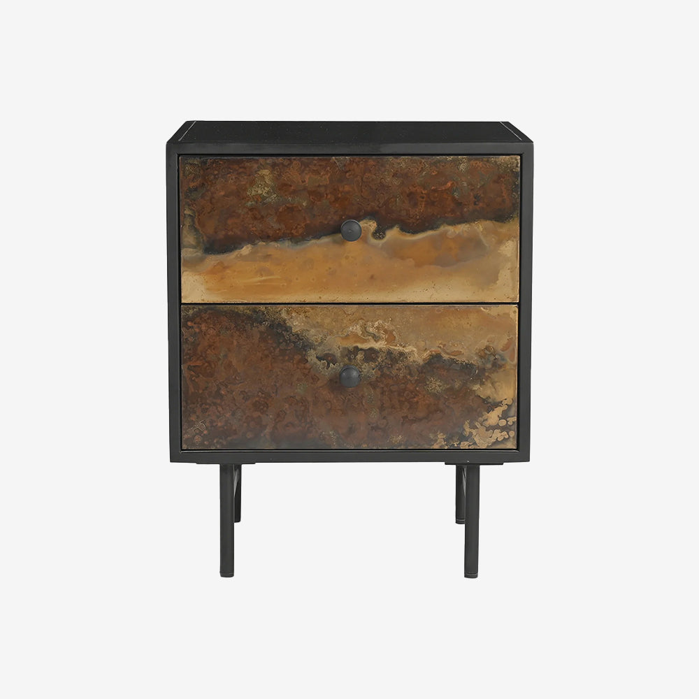 Vita 2 Drawer Iron Side Table