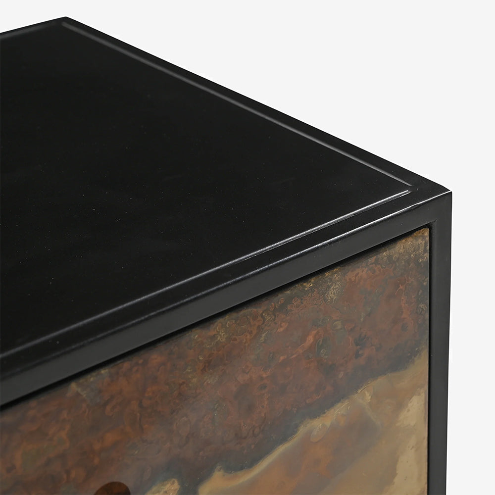 Vita 2 Drawer Iron Side Table