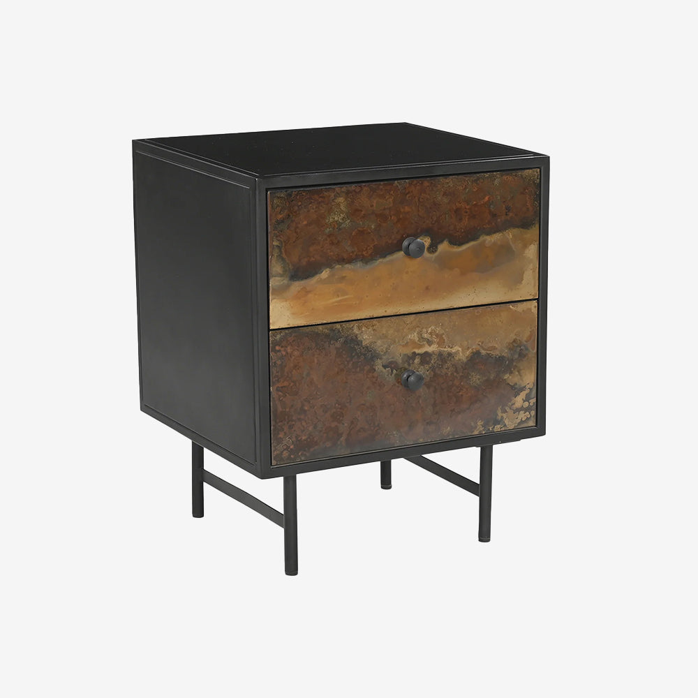 Vita 2 Drawer Iron Side Table