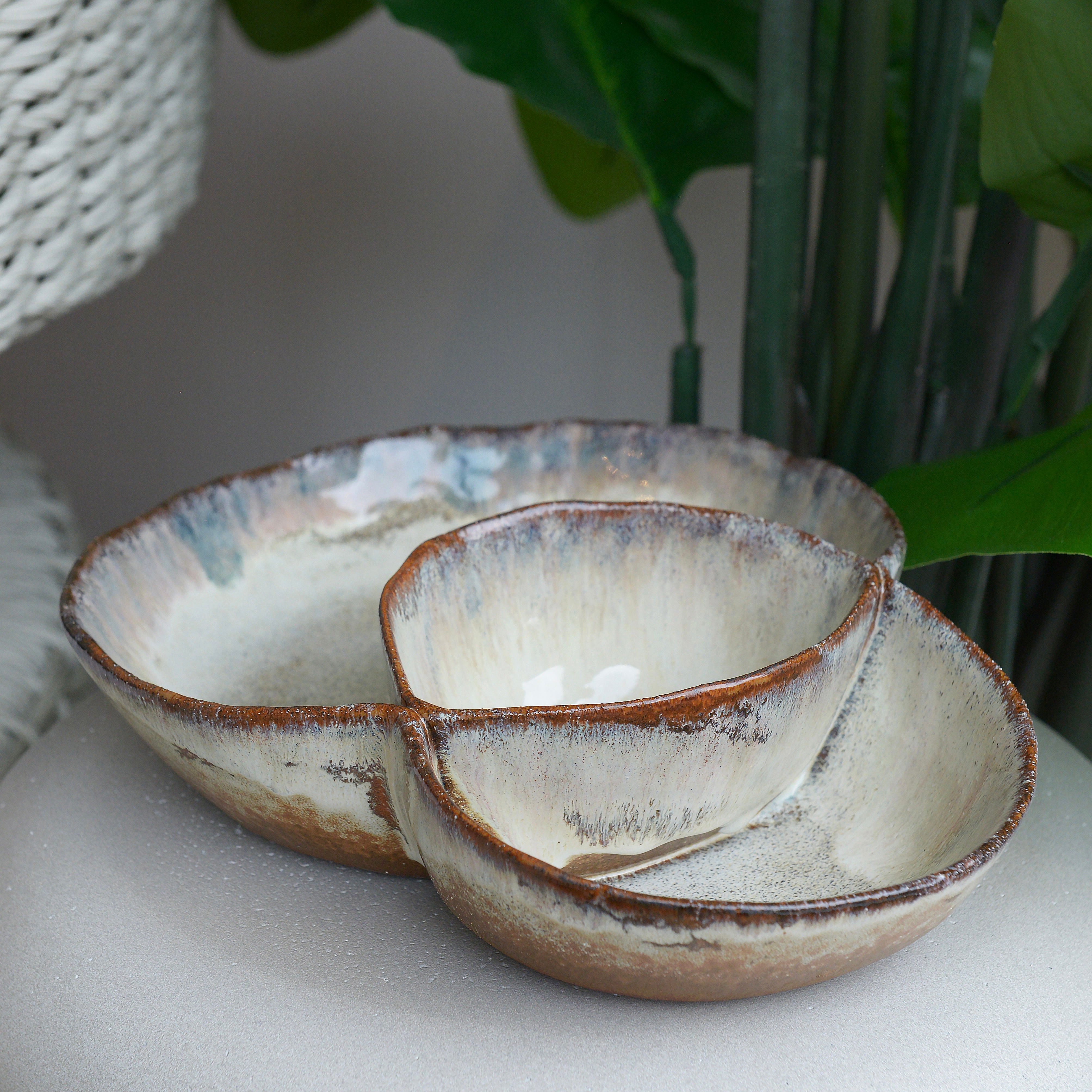 Brown Ombre Plate with Dip Pot