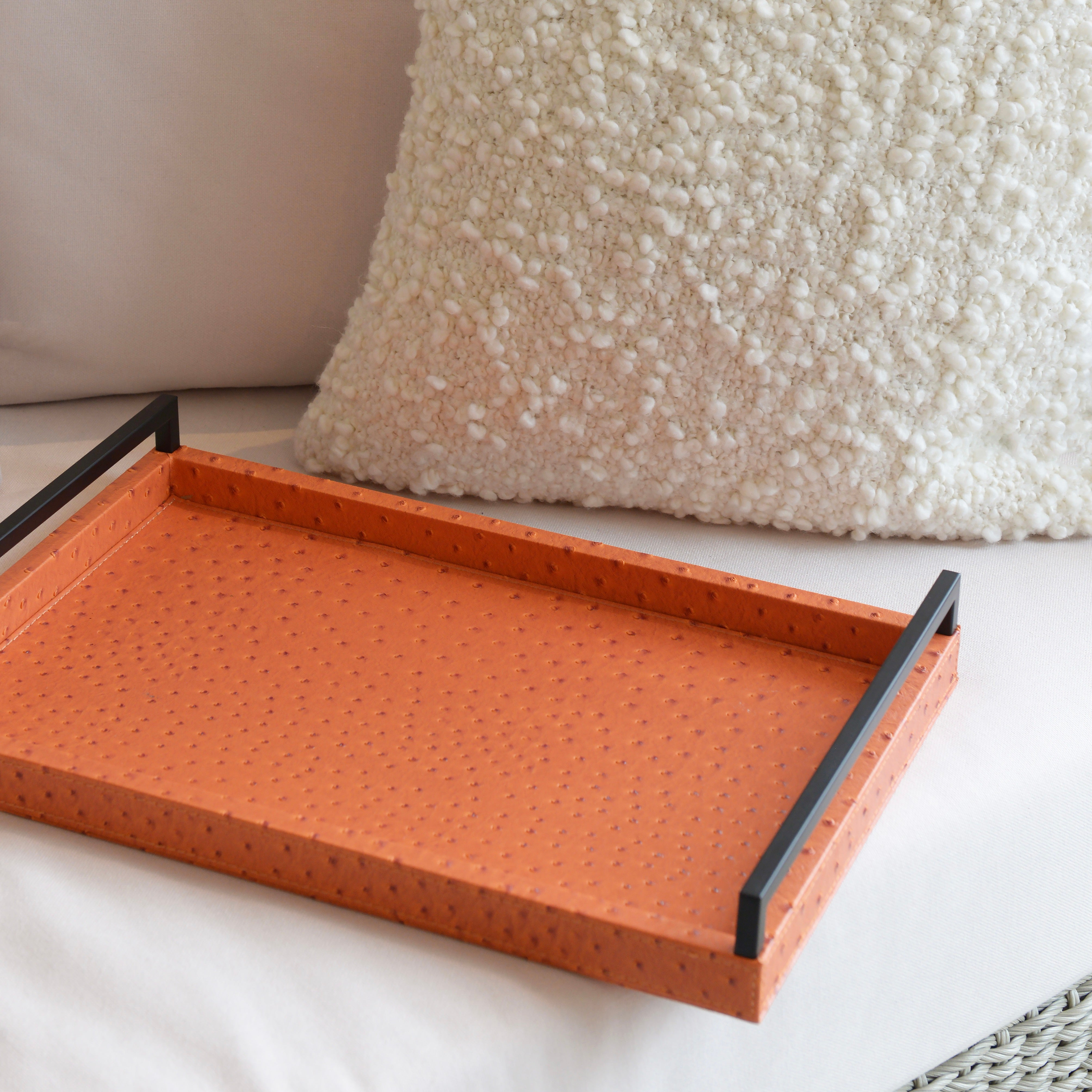 Burnt Orange Faux Leather Tray