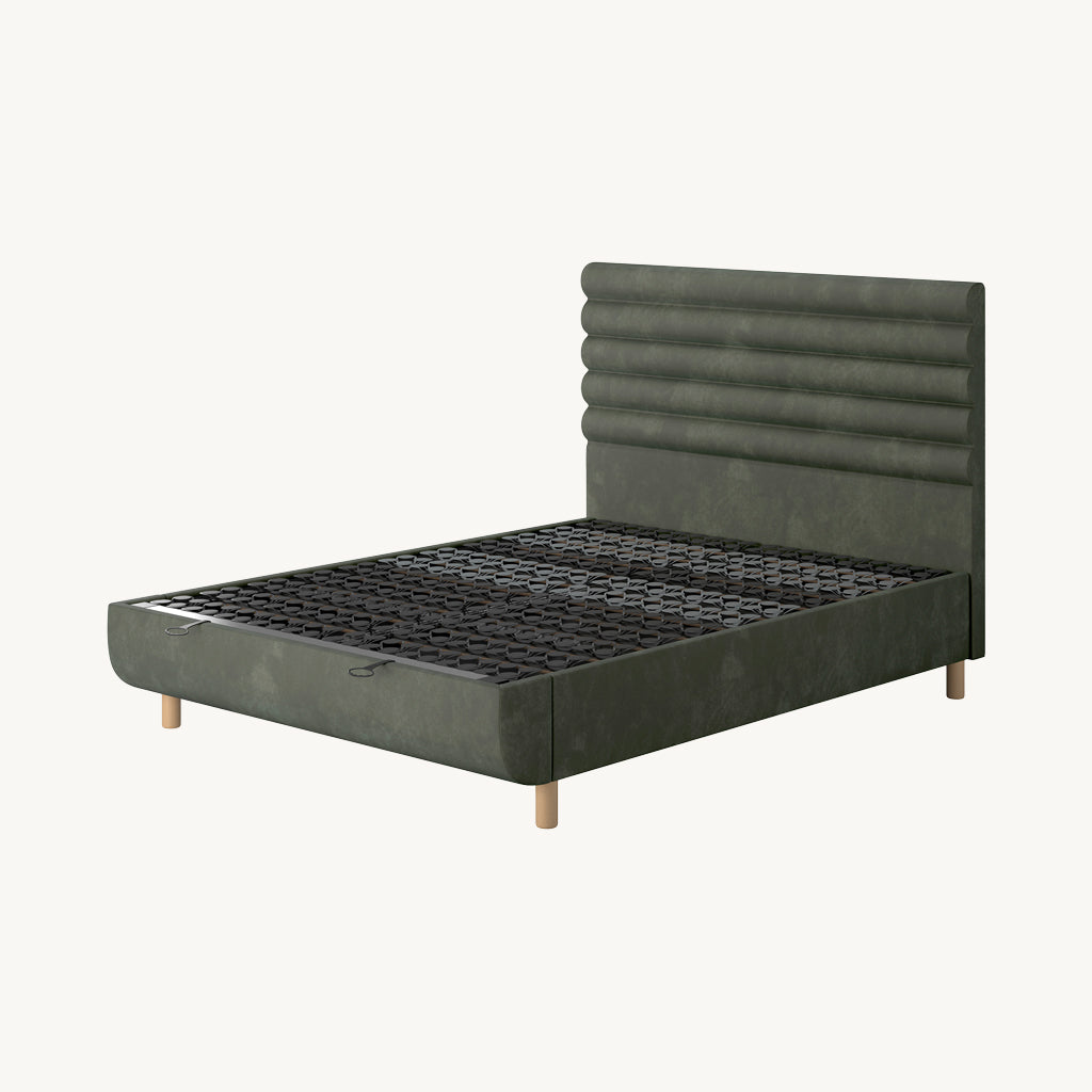 TEMPUR® Arc Ottoman Bed with Vectra Headboard in Dark Green