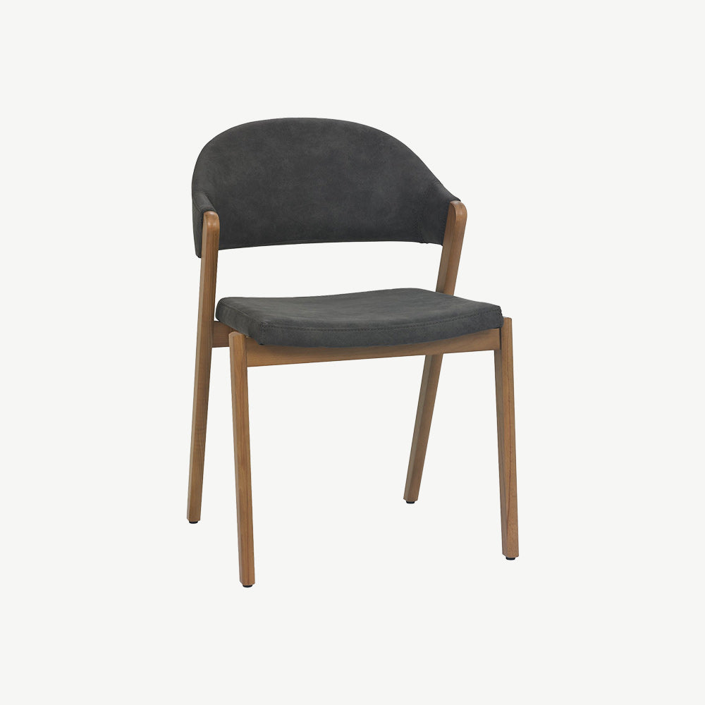 Highgate Rustic Oak Dining Chair in Dark-Grey-Fabric
