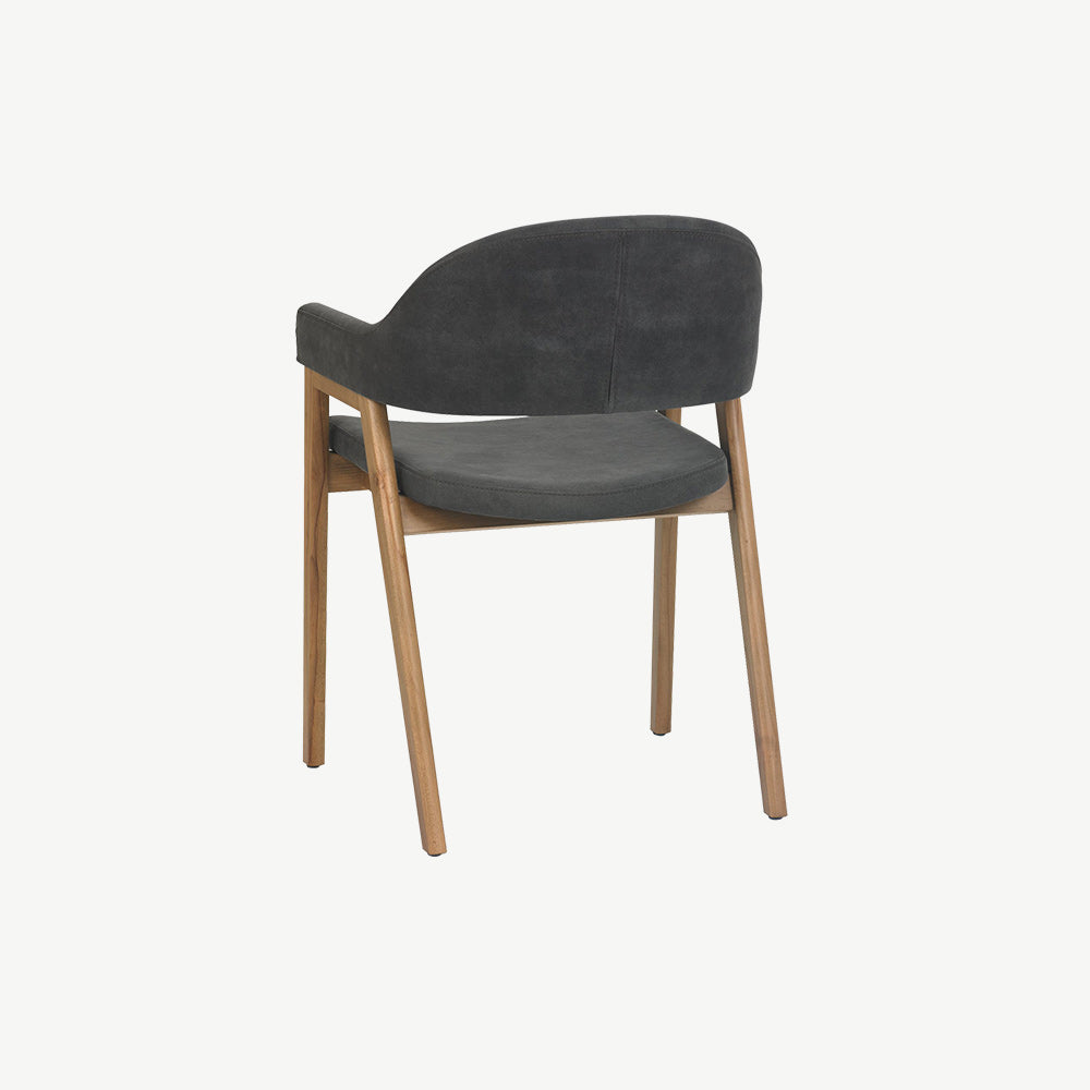 Highgate Rustic Oak Armchair in Dark-Grey-Fabric