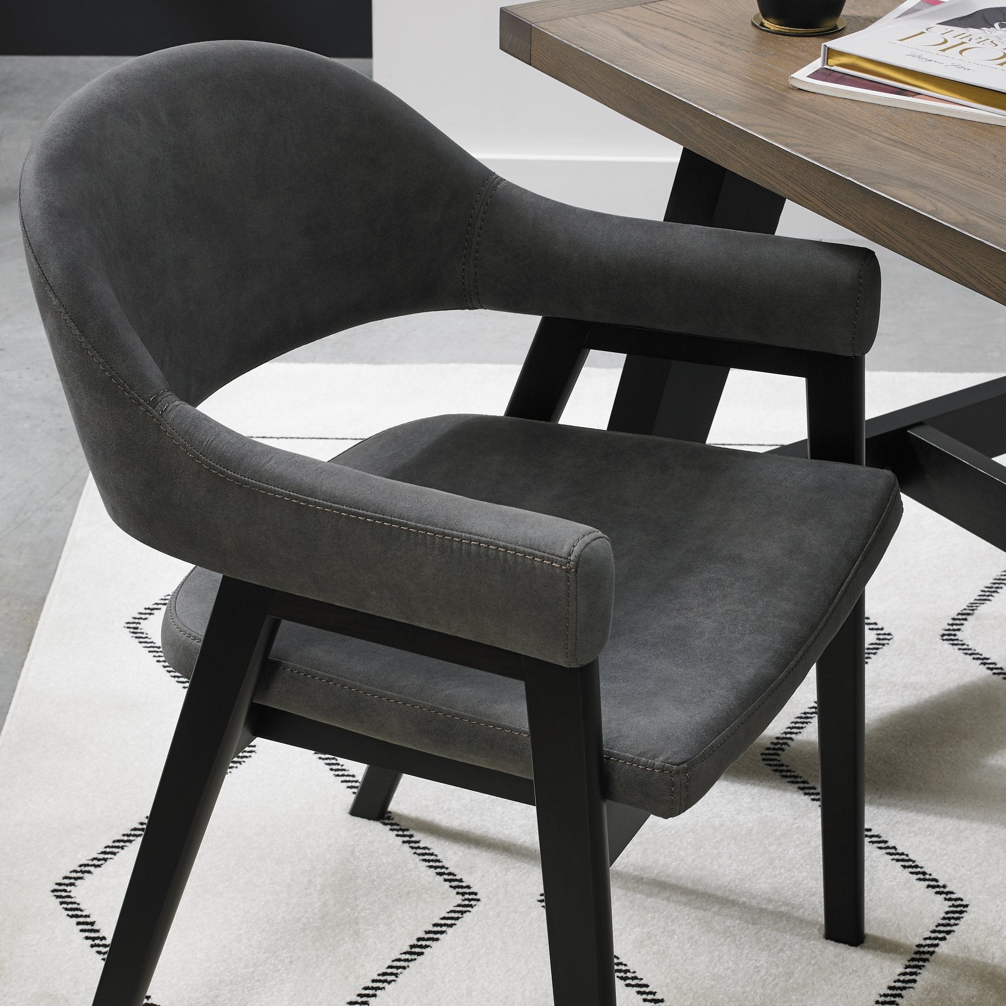 Highgate Peppercorn Armchair in Dark Grey Fabric