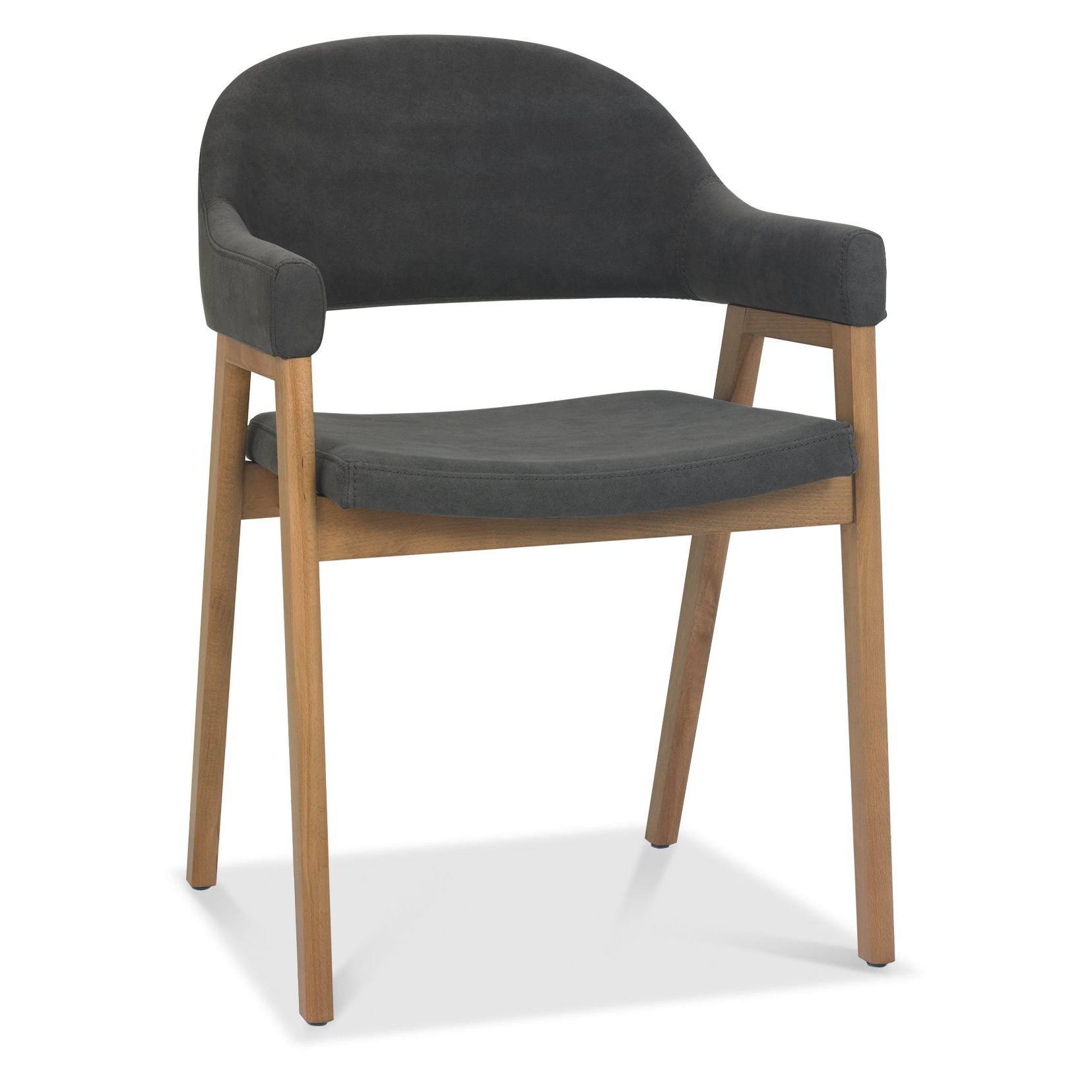 Highgate Rustic Oak Armchair in Dark Grey Fabric