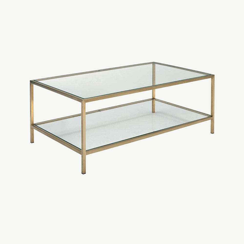 Champagne brass coffee table with glass top